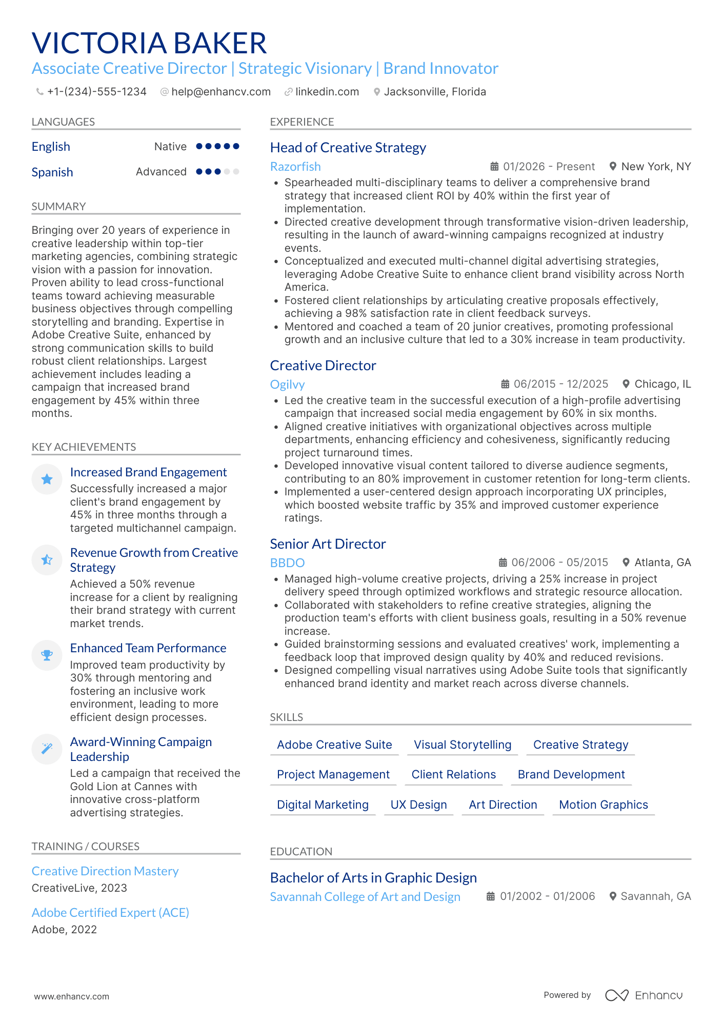 Associate Creative Director Resume Example