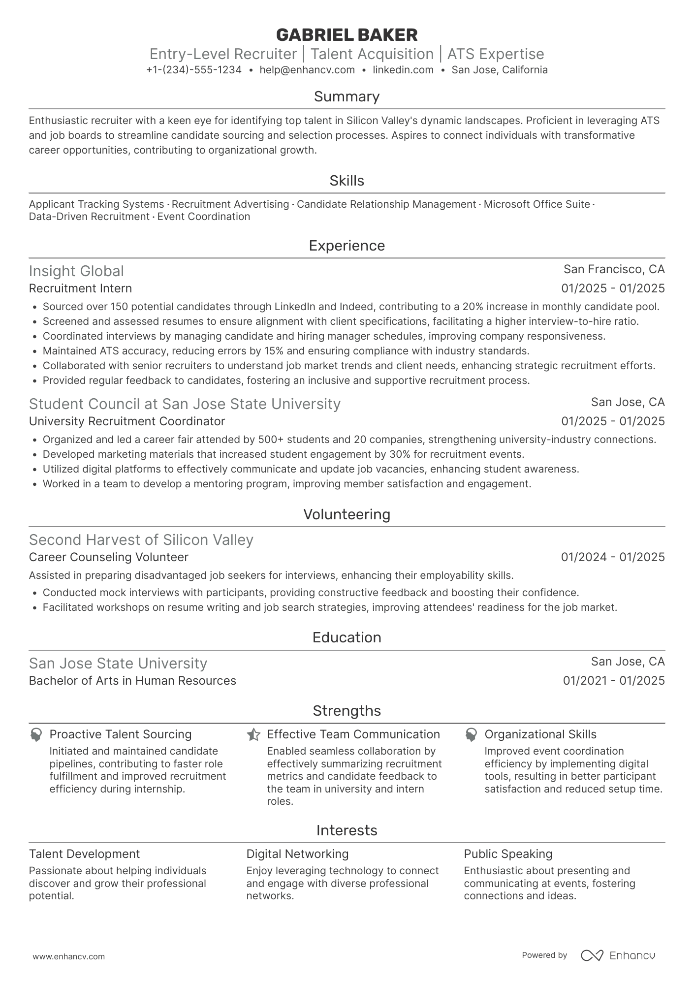Entry Level Recruiter Resume Example