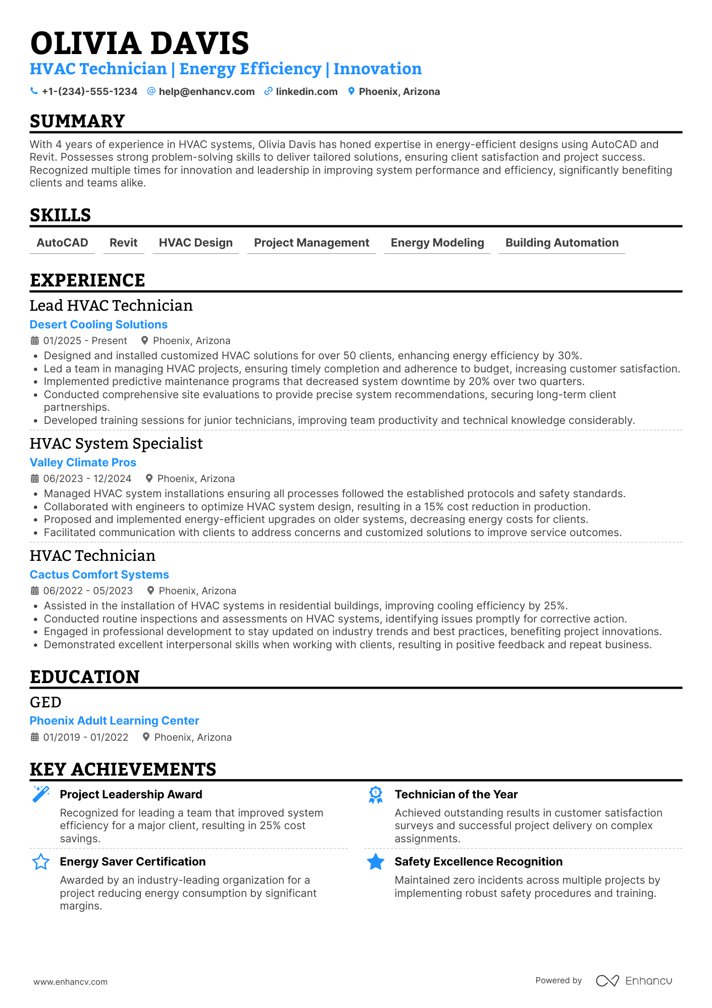 HVAC Engineer Resume Example