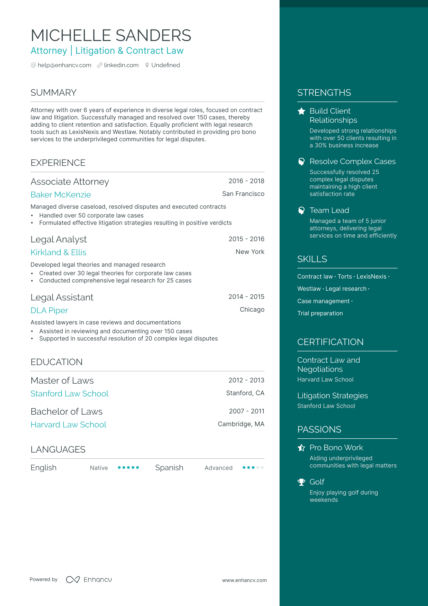 Entry Level Attorney Resume Example