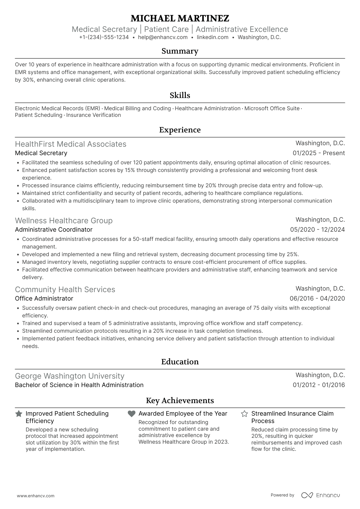 Medical Secretary Resume Example