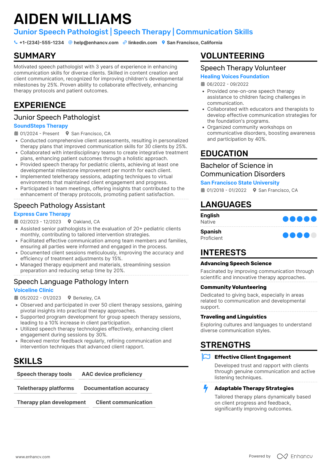 Junior Speech Pathologist Resume Example