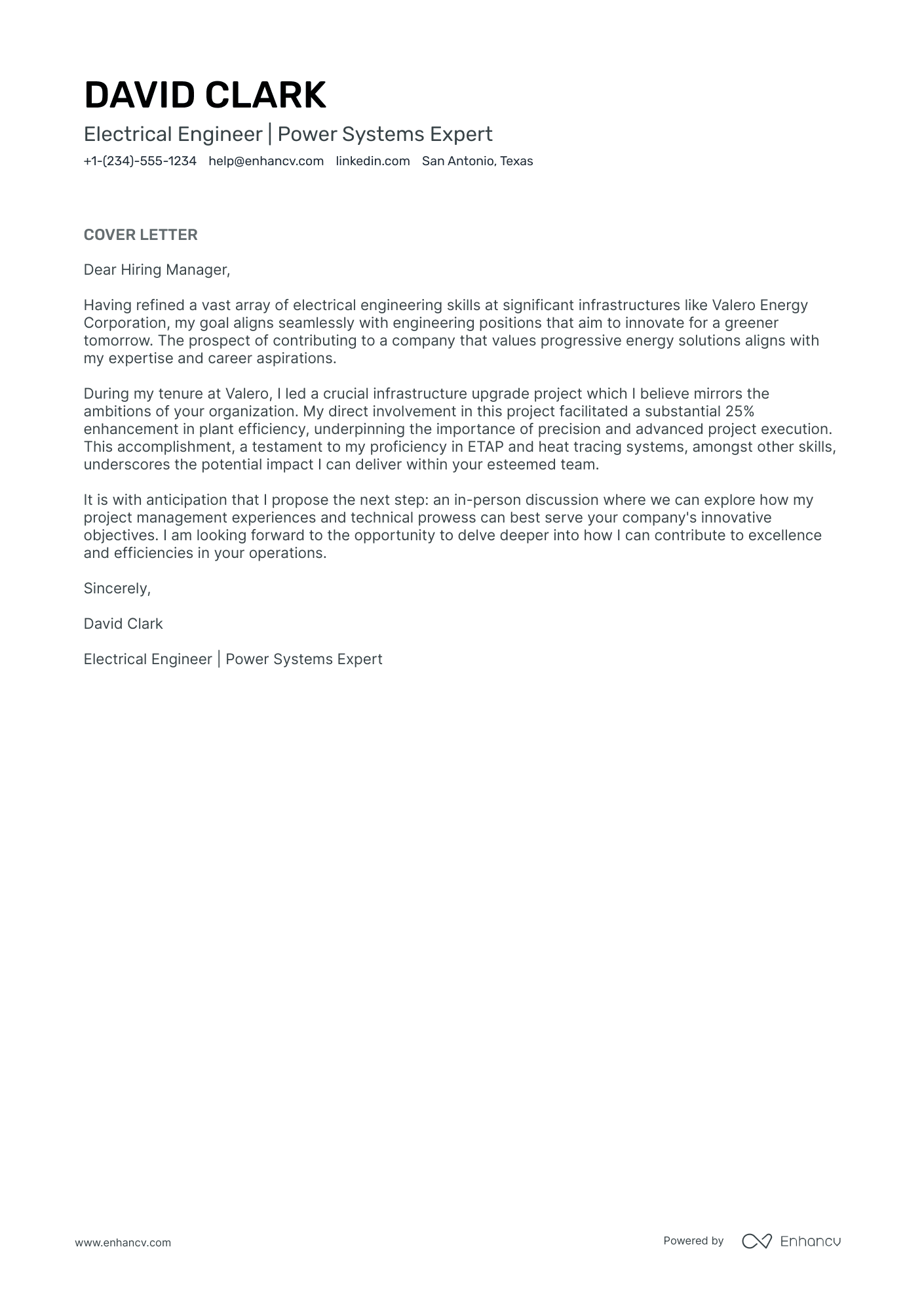 Power Electrical Engineer Resume Example