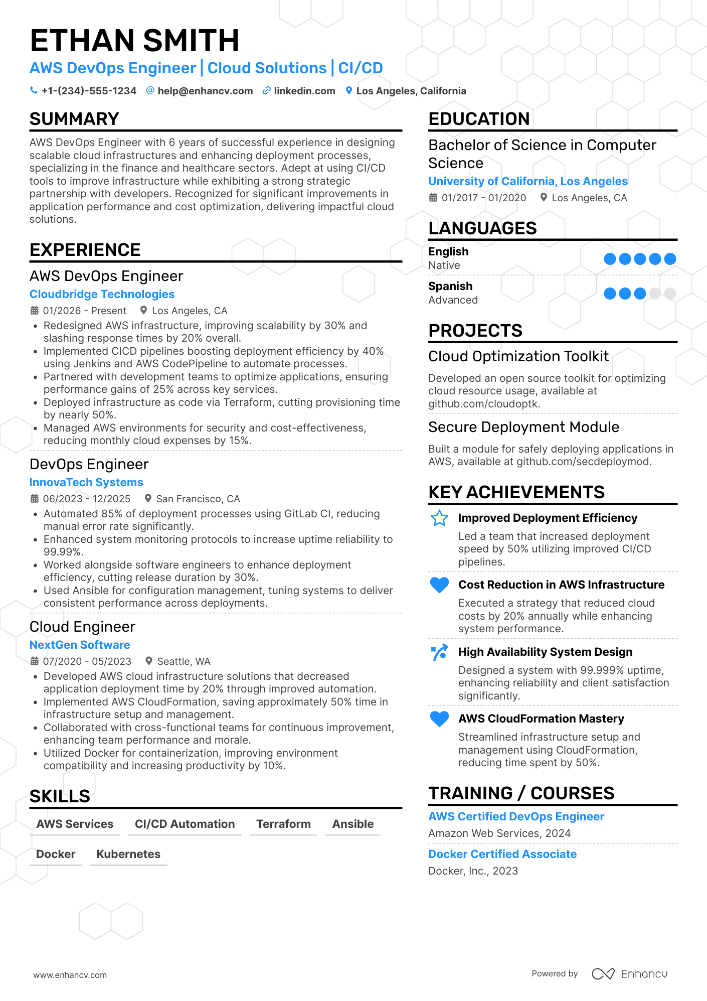 AWS DevOps Engineer Resume Example