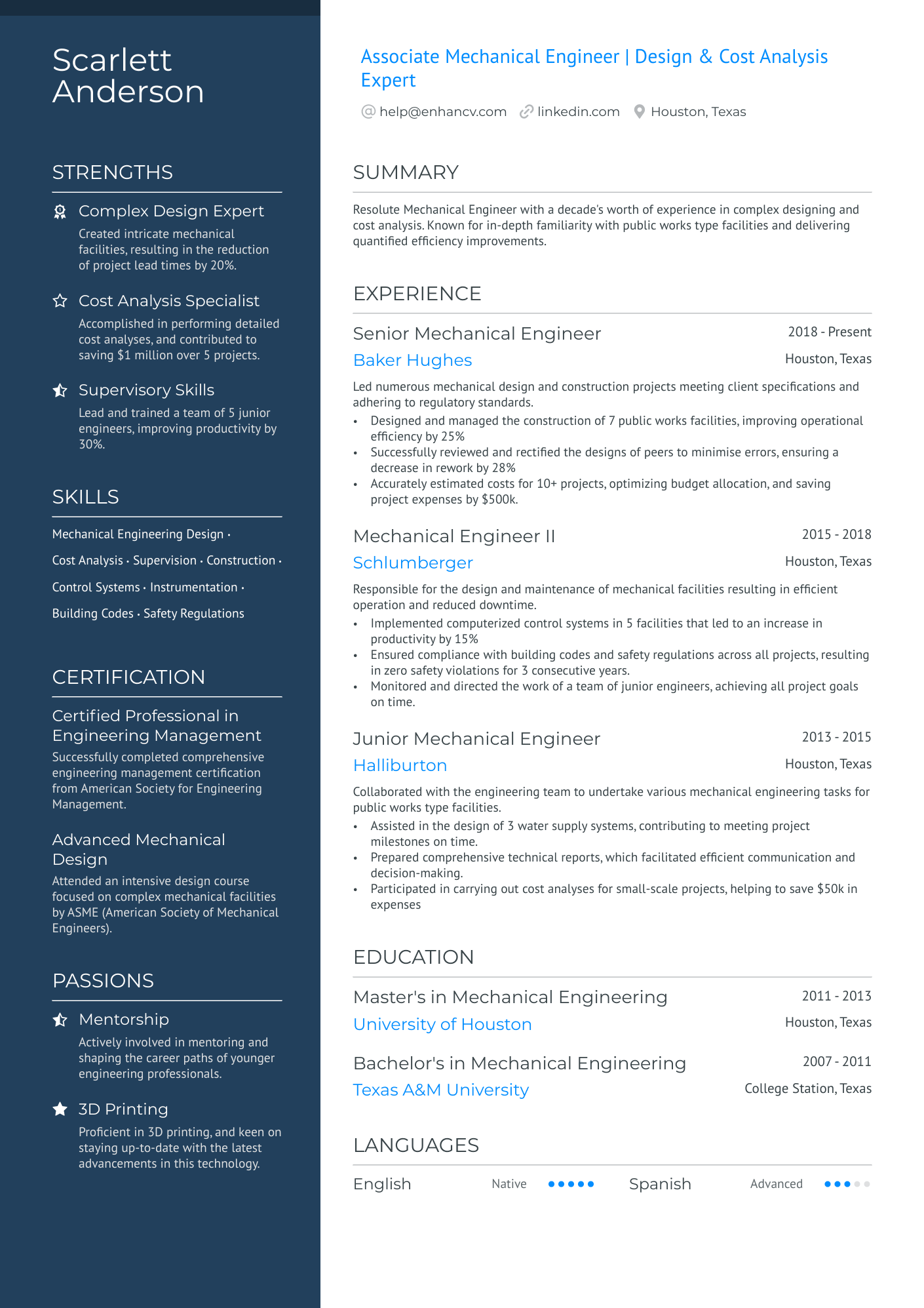 Associate Mechanical Engineer Resume Example
