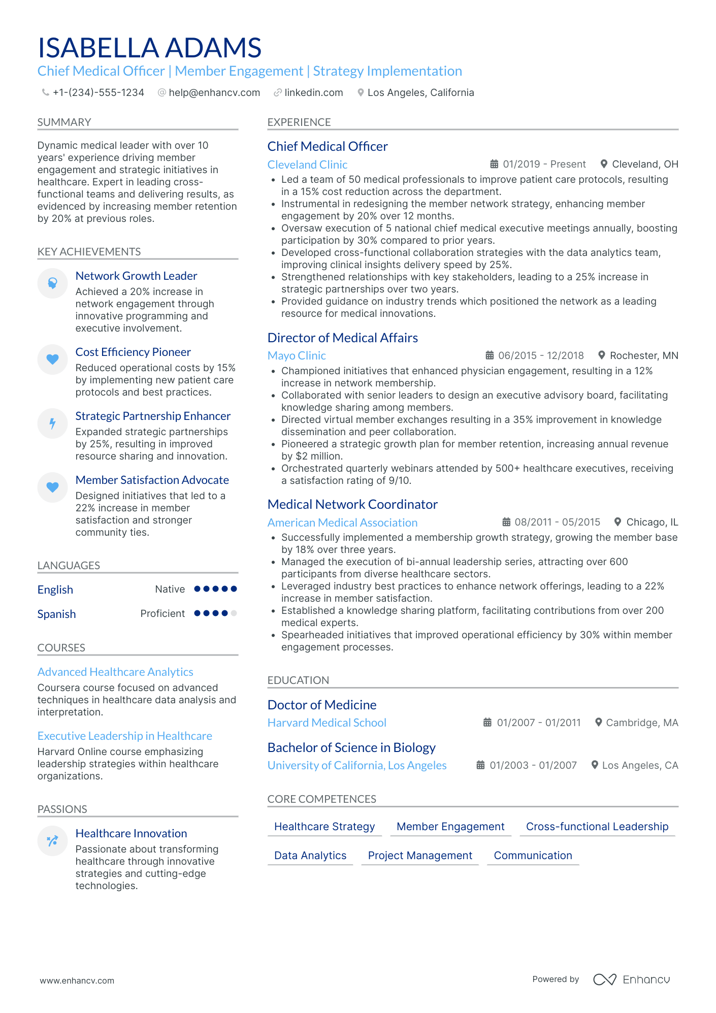 Chief Data Officer in Event Management Resume Example
