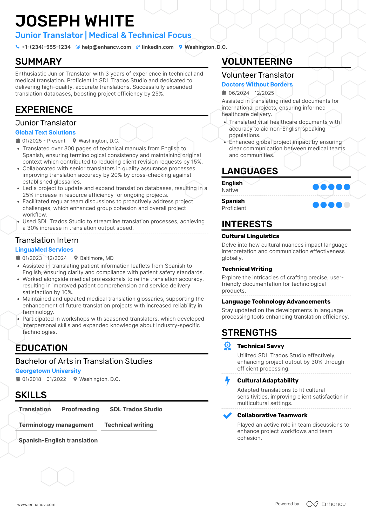 Junior Translator Resume Example