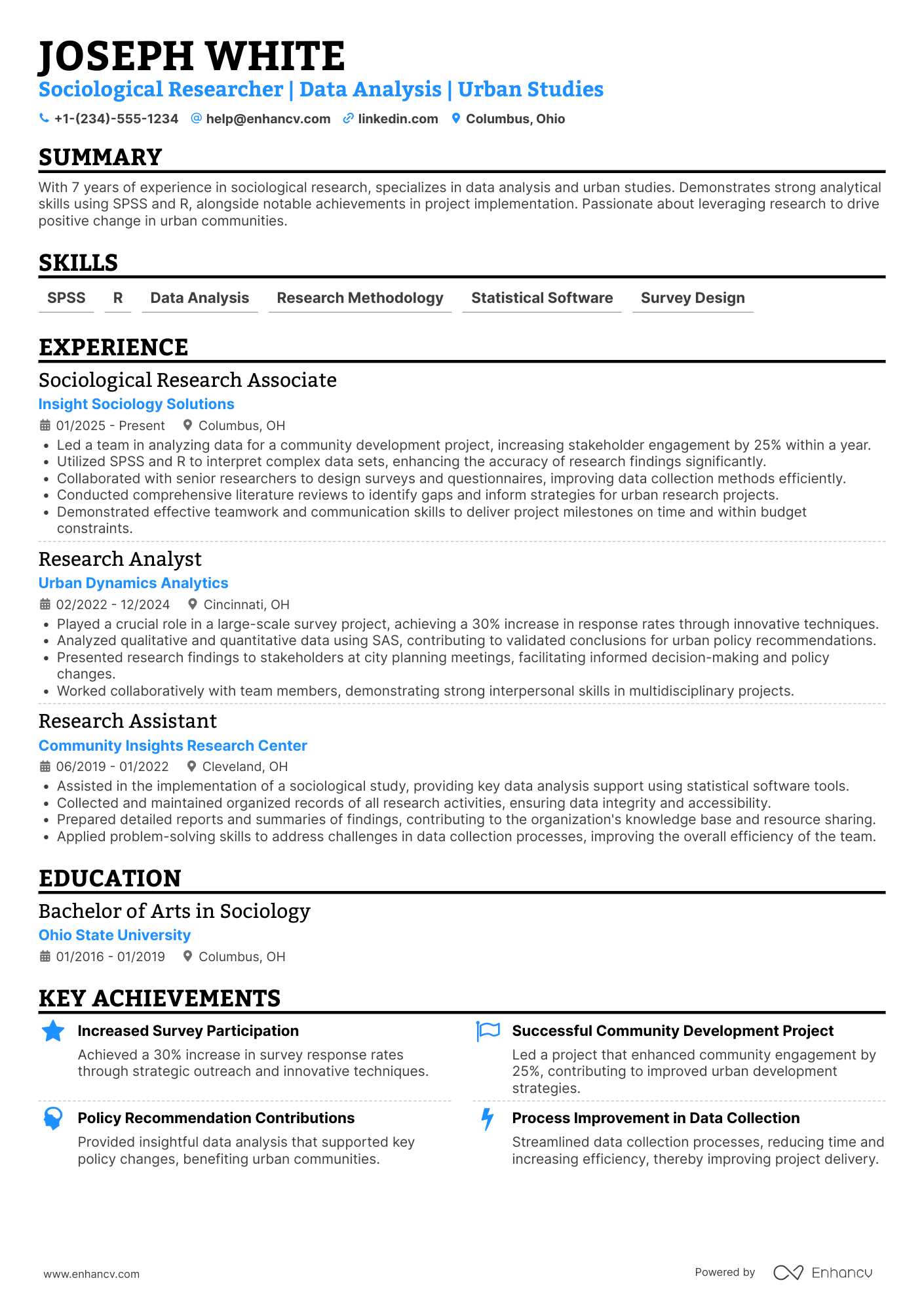 Sociological Research Assistant Resume Example