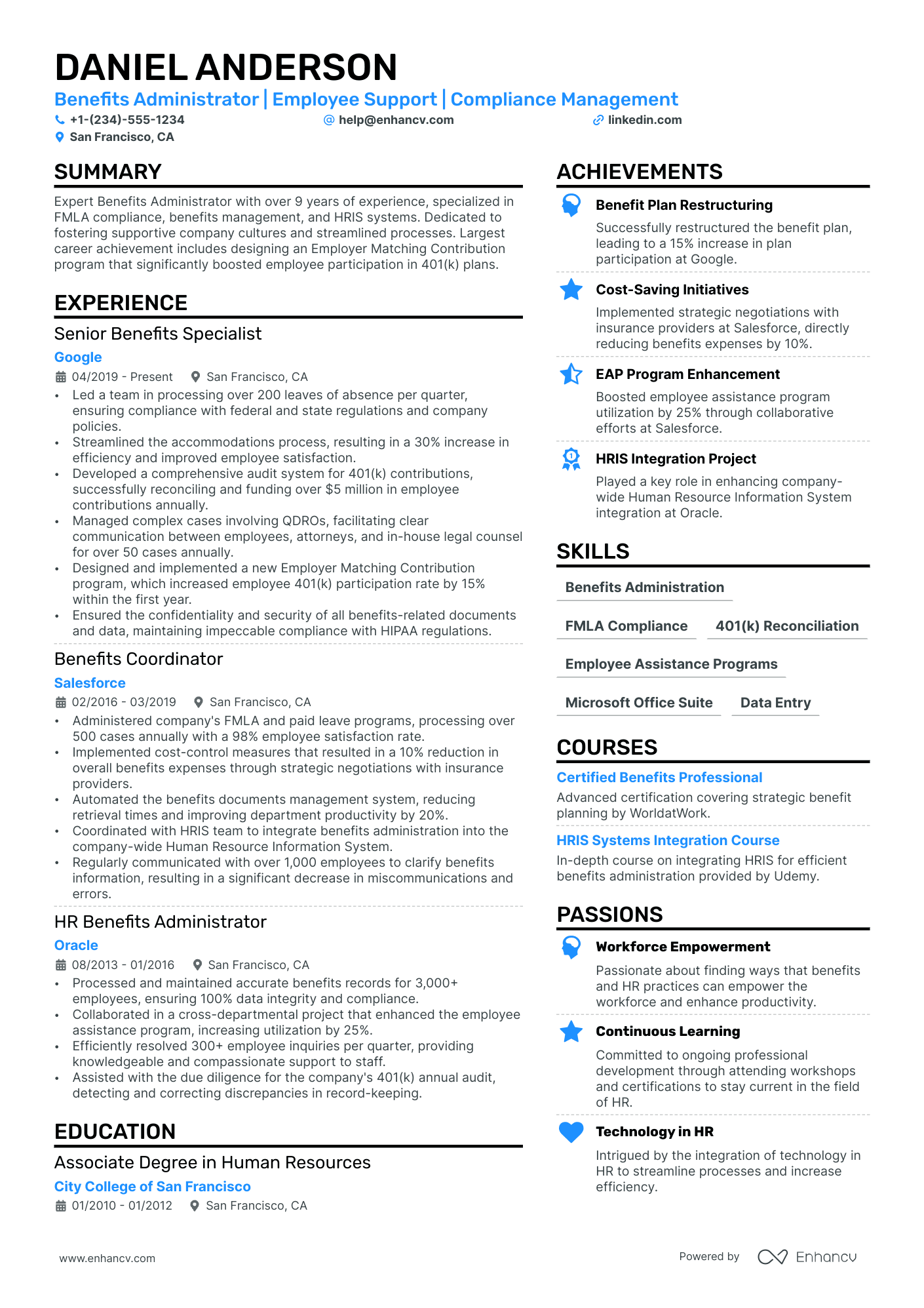 Benefits Analyst Resume Example