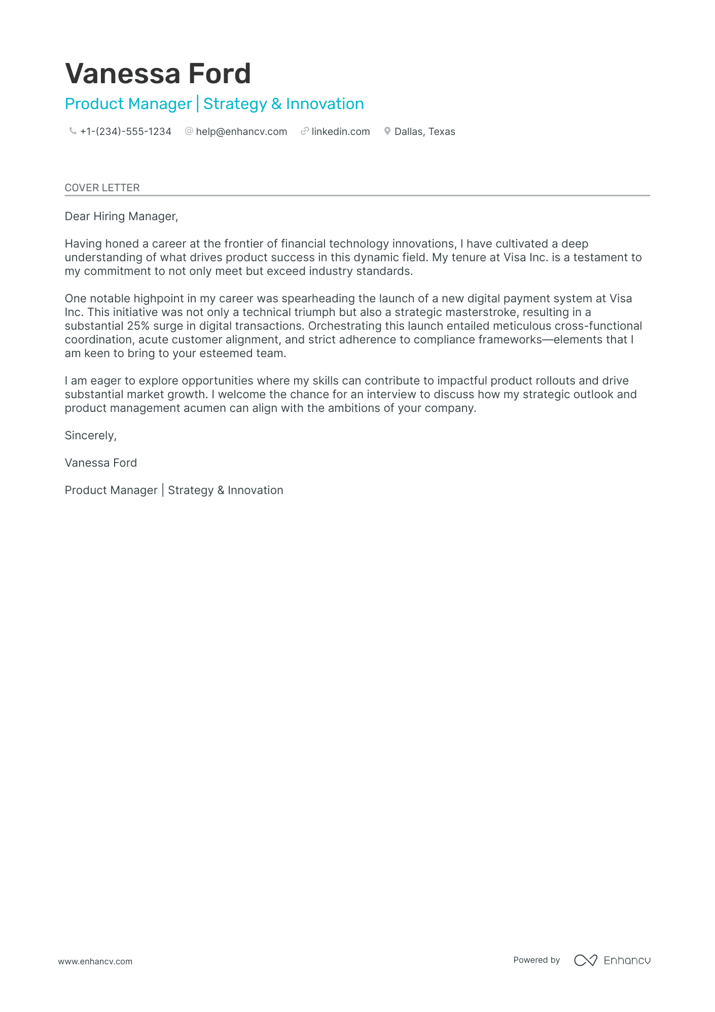 Senior Product Manager Resume Example