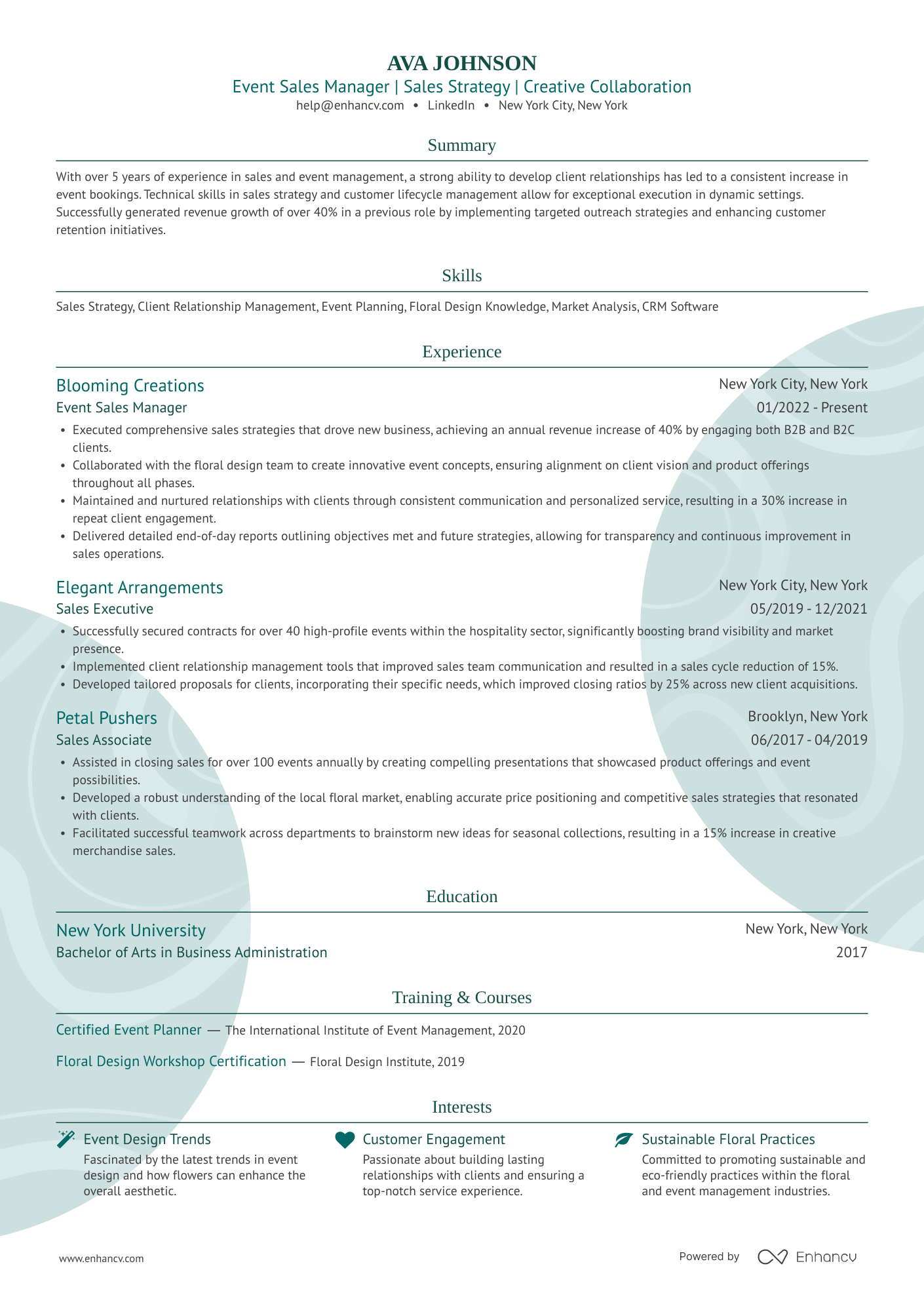B2C Sales Manager Resume Example