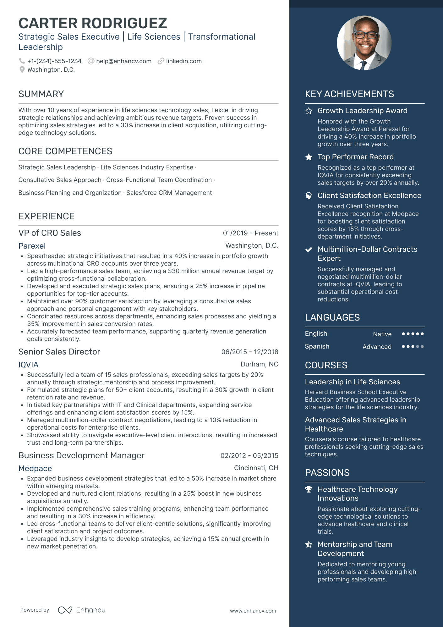 Executive Vice President and Chief Revenue Officer Resume Example