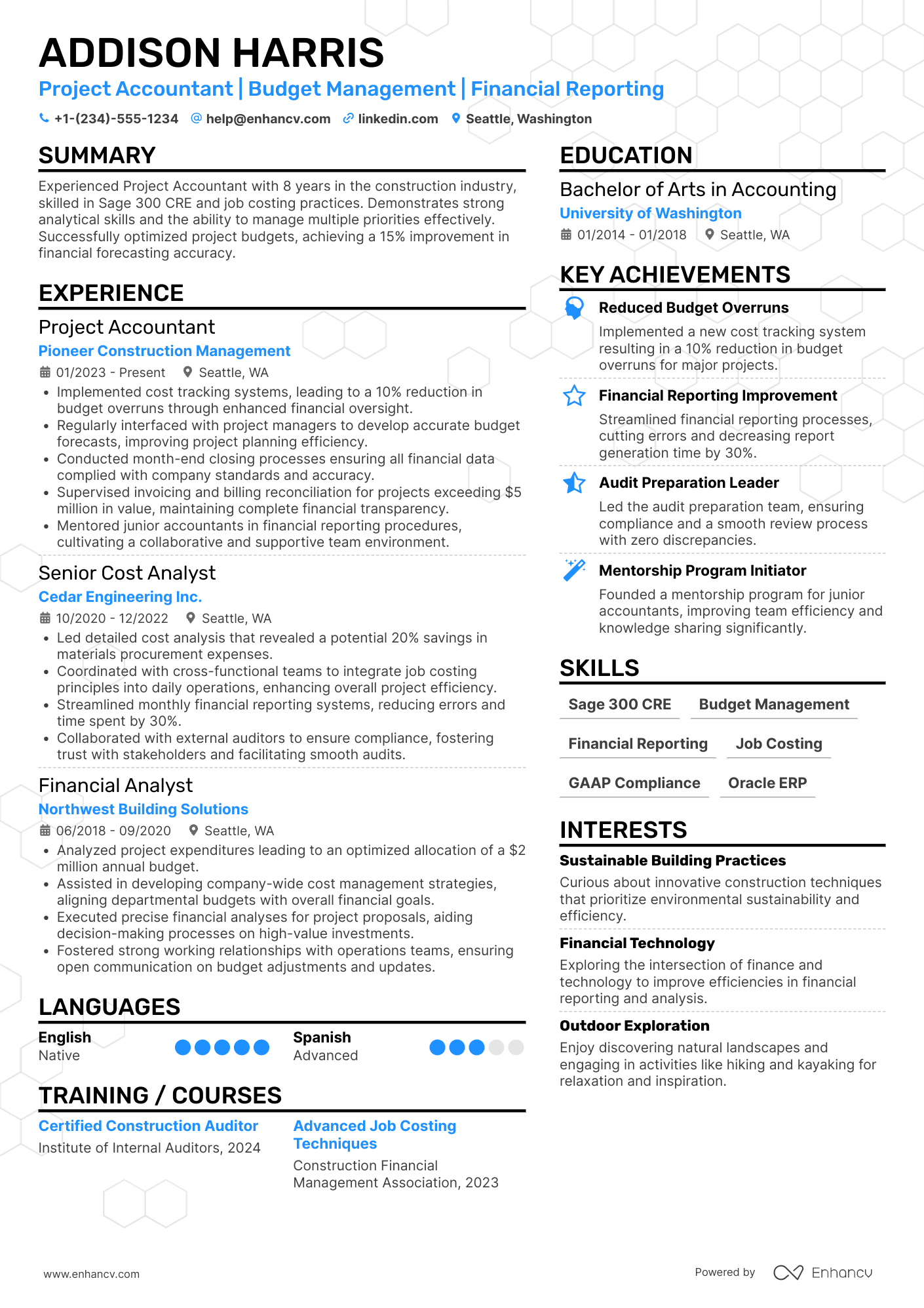 Project Accounting Resume Example