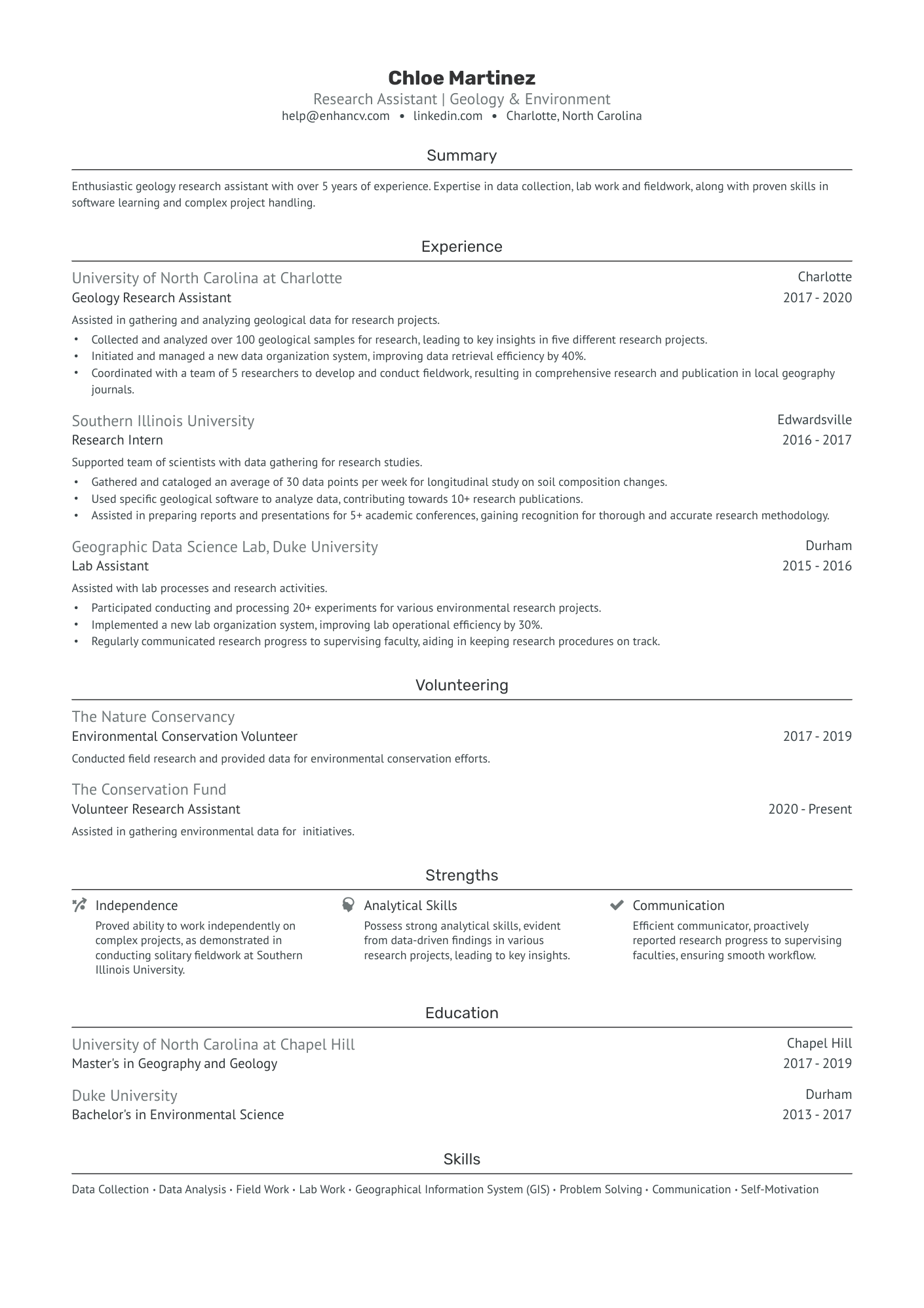 Undergraduate Research Assistant Resume Example