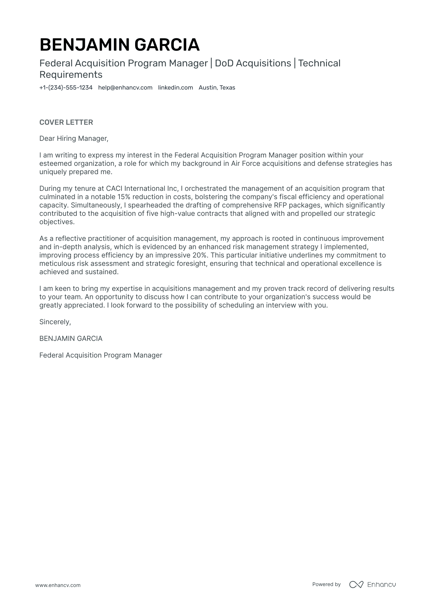 Acquisition Program Manager Resume Example