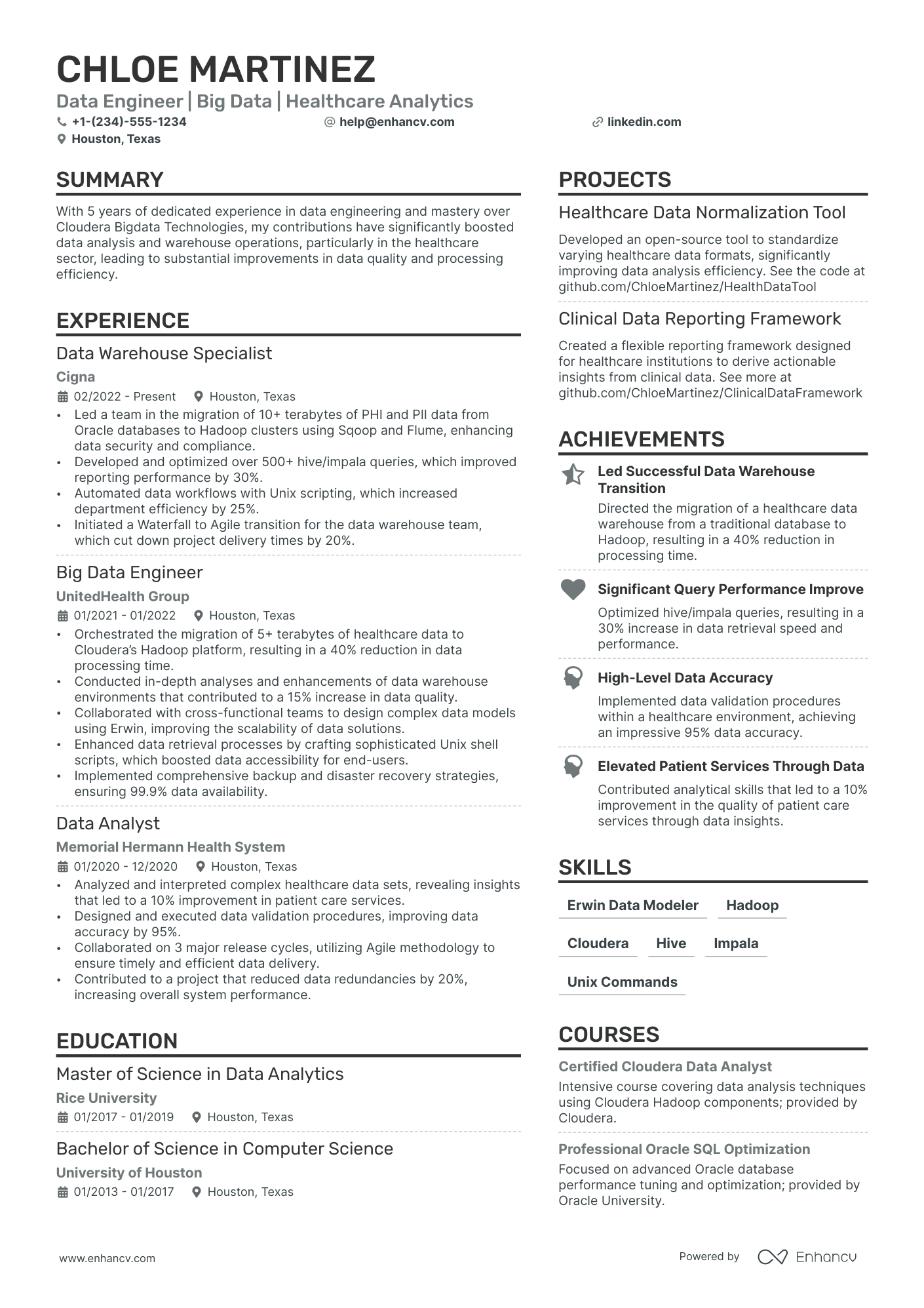 Database Architect Resume Example