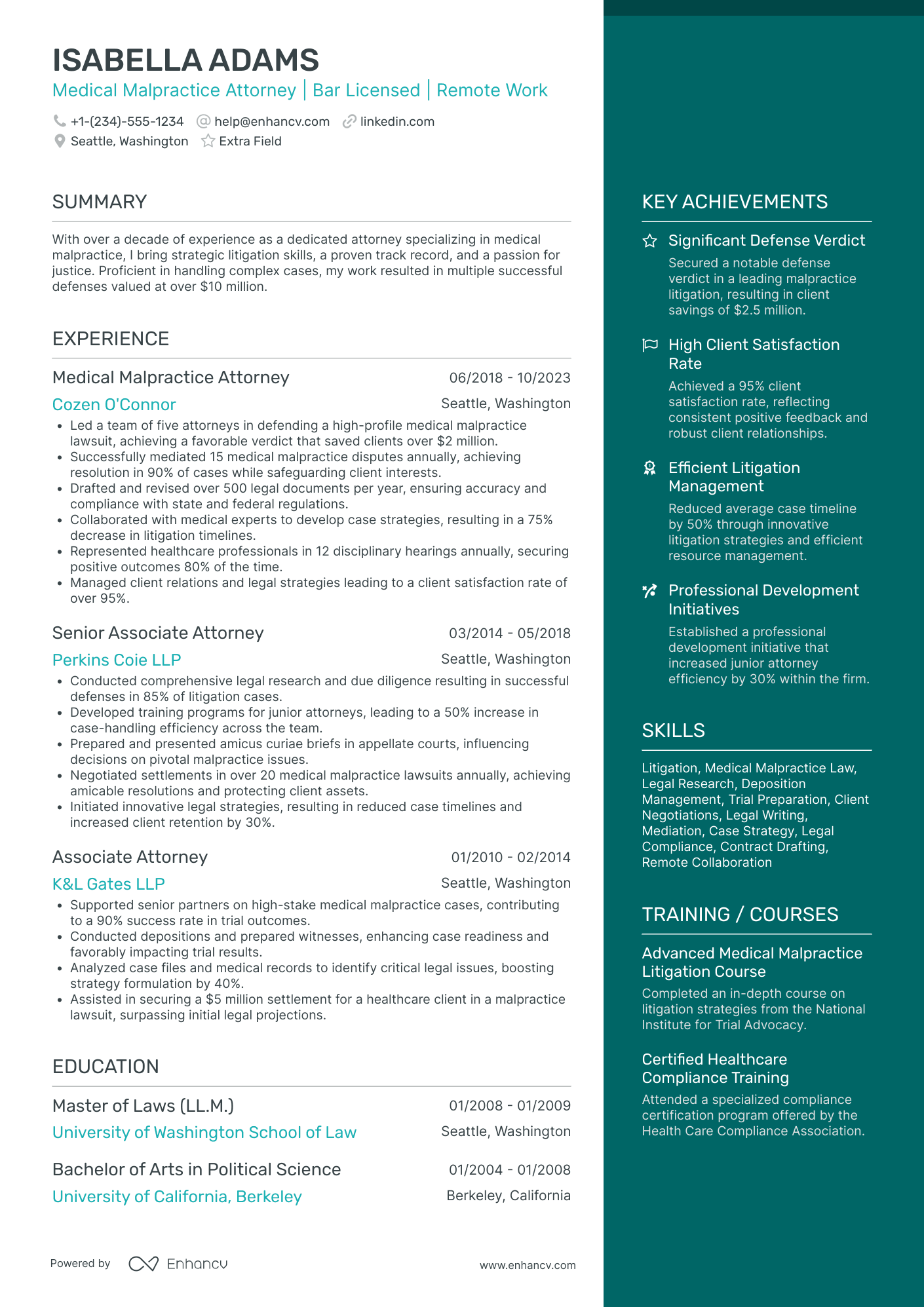 Environmental Law Attorney Resume Example