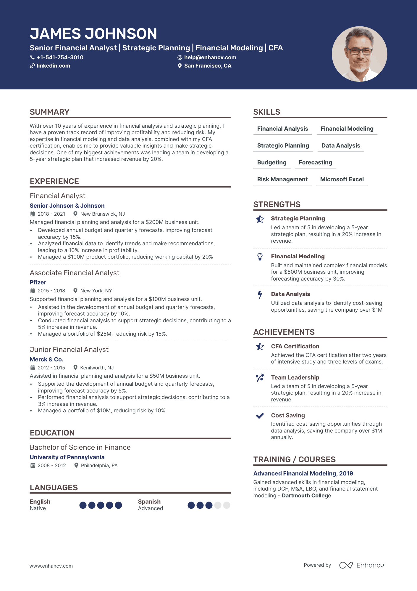 Senior Financial Analyst Resume Example