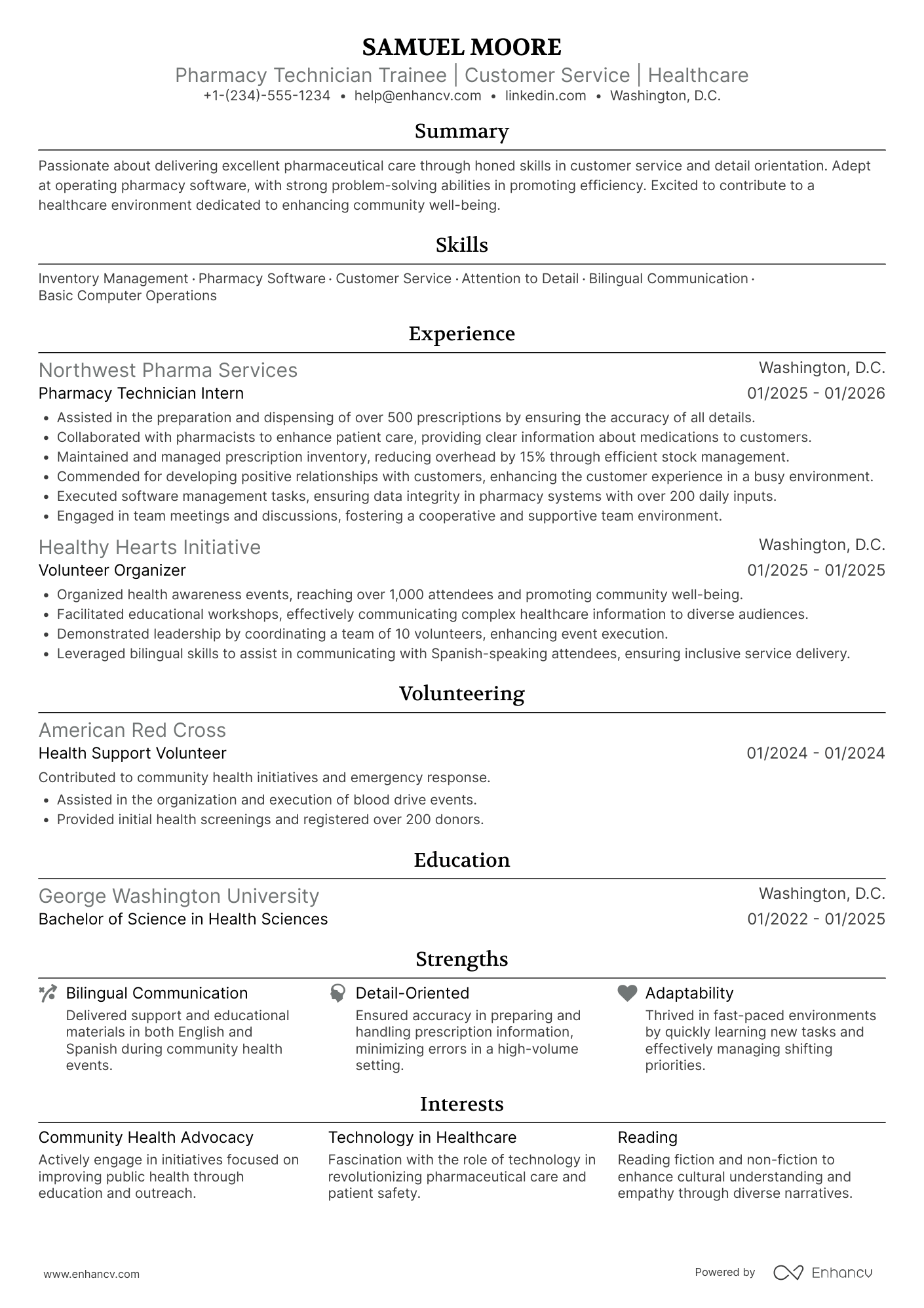 Pharmacy Technician Trainee Resume Example