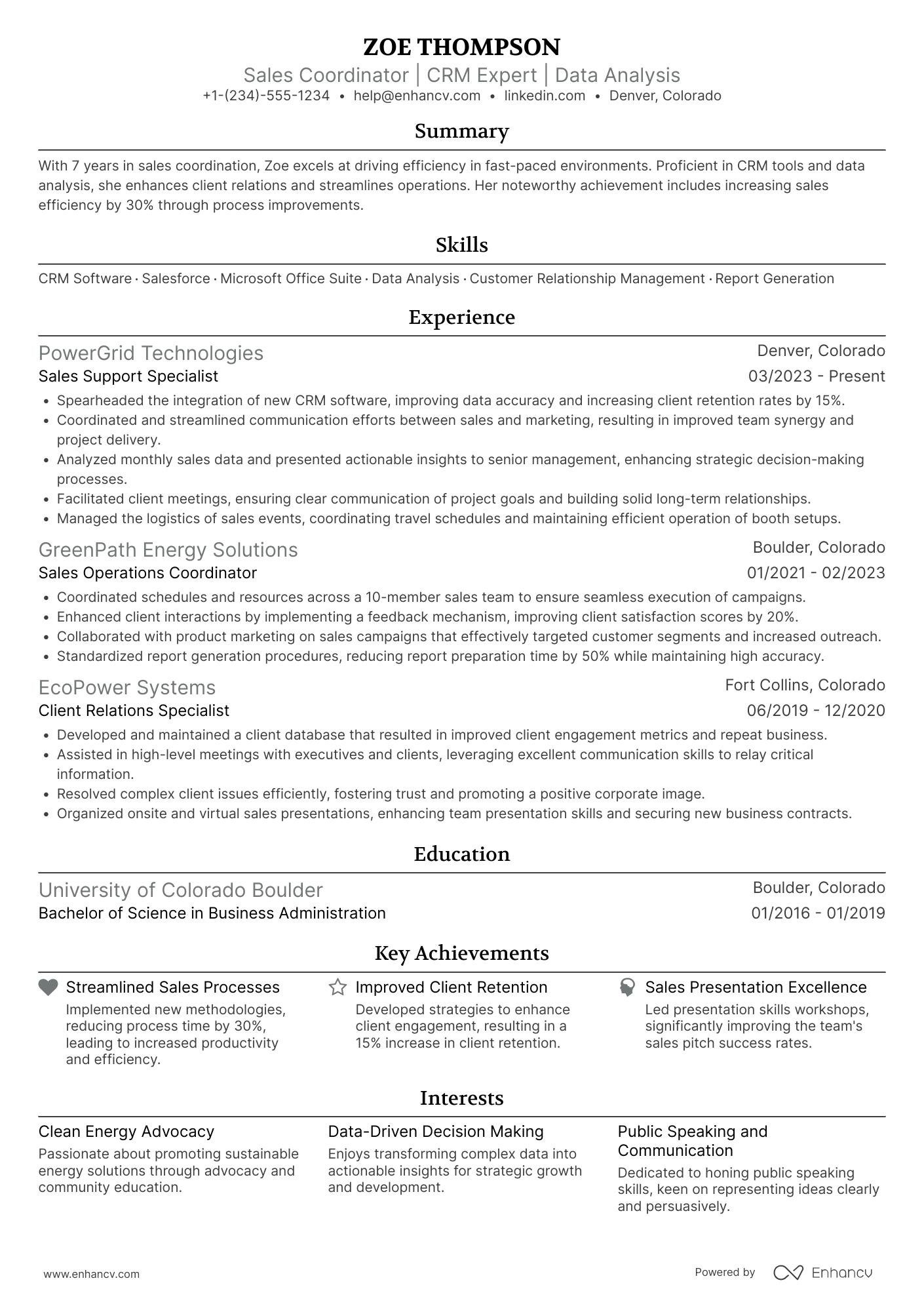Sales Coordinator Resume Example