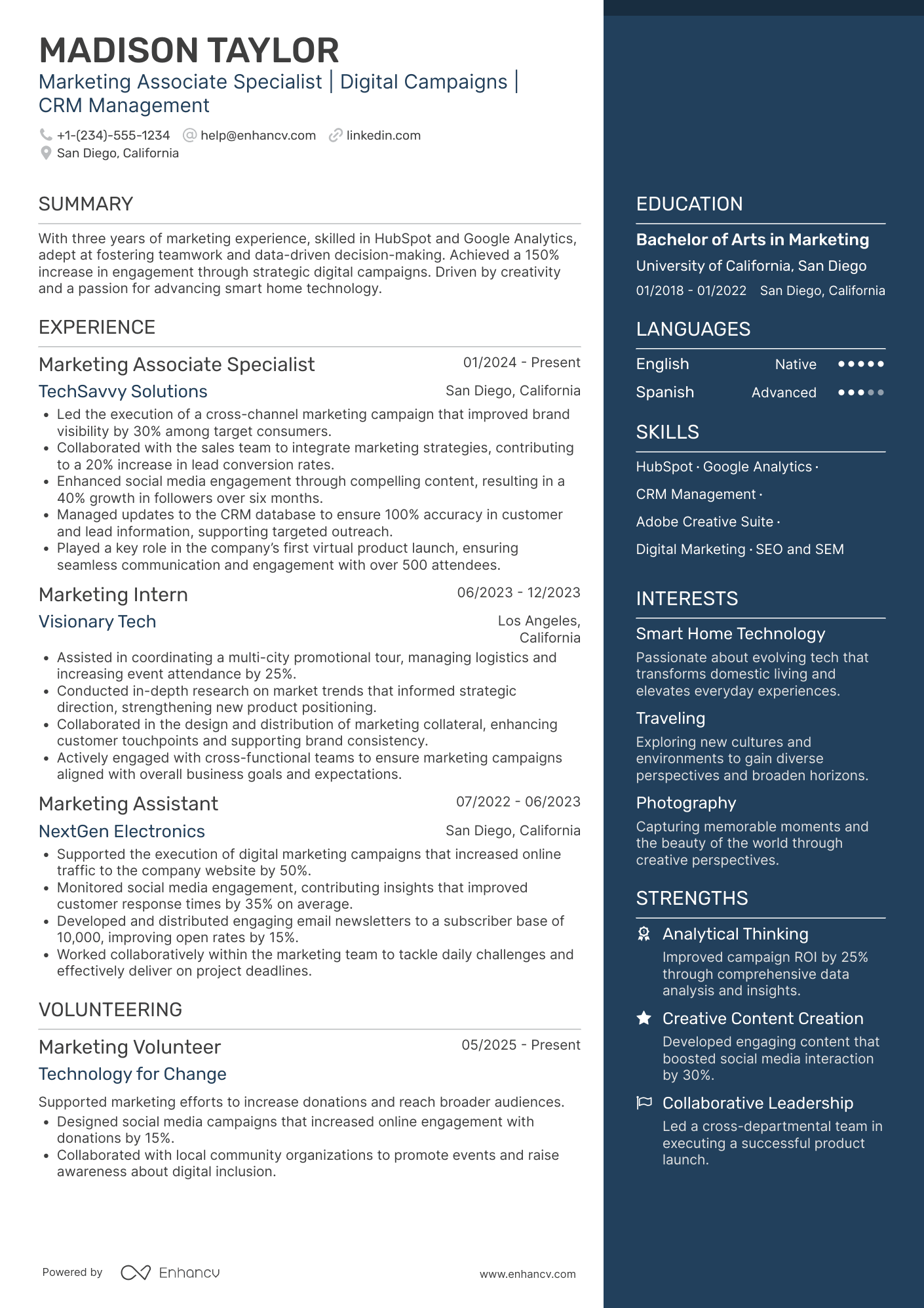 Marketing Associate Specialist Resume Example