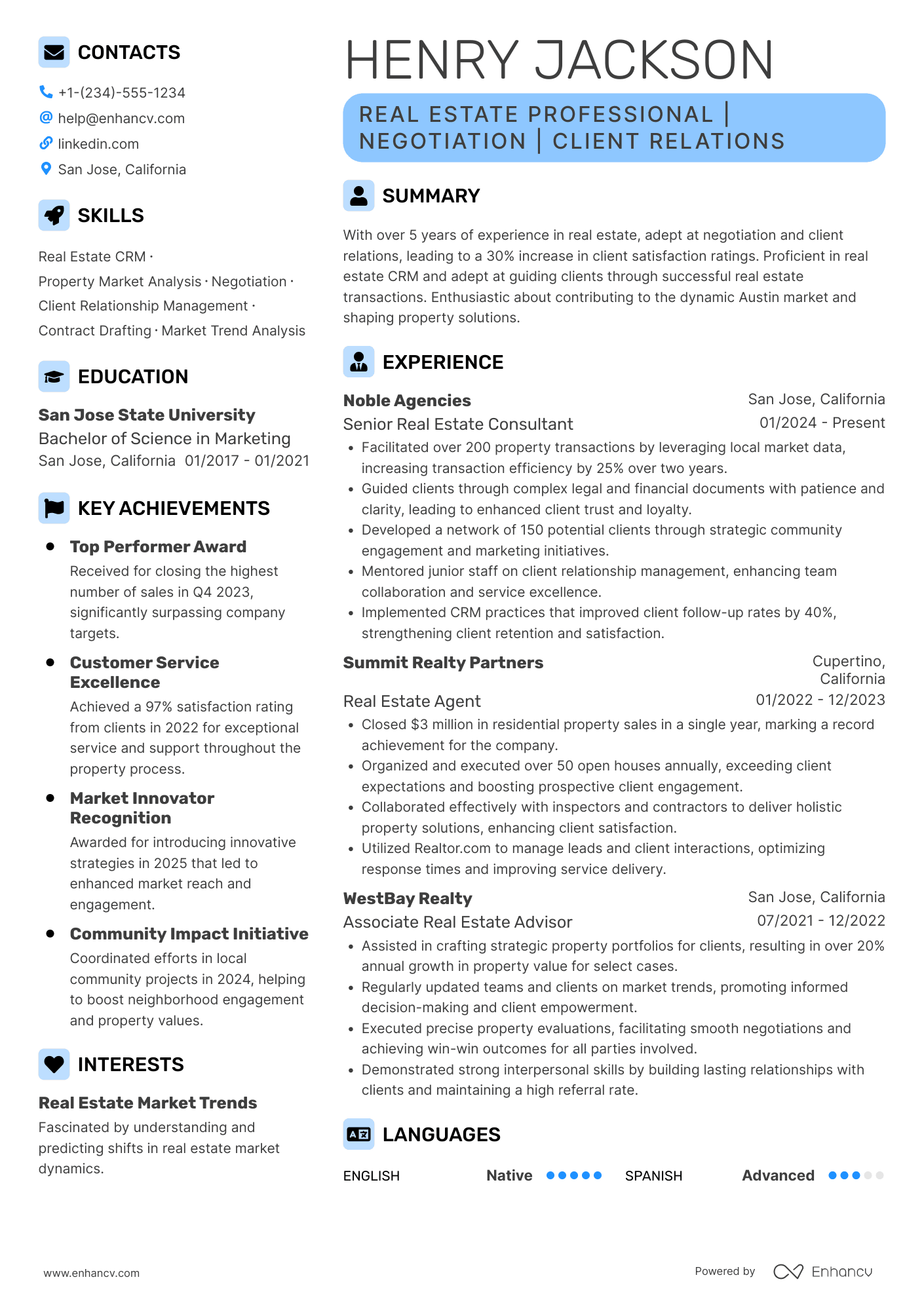 Real Estate Professional Resume Example