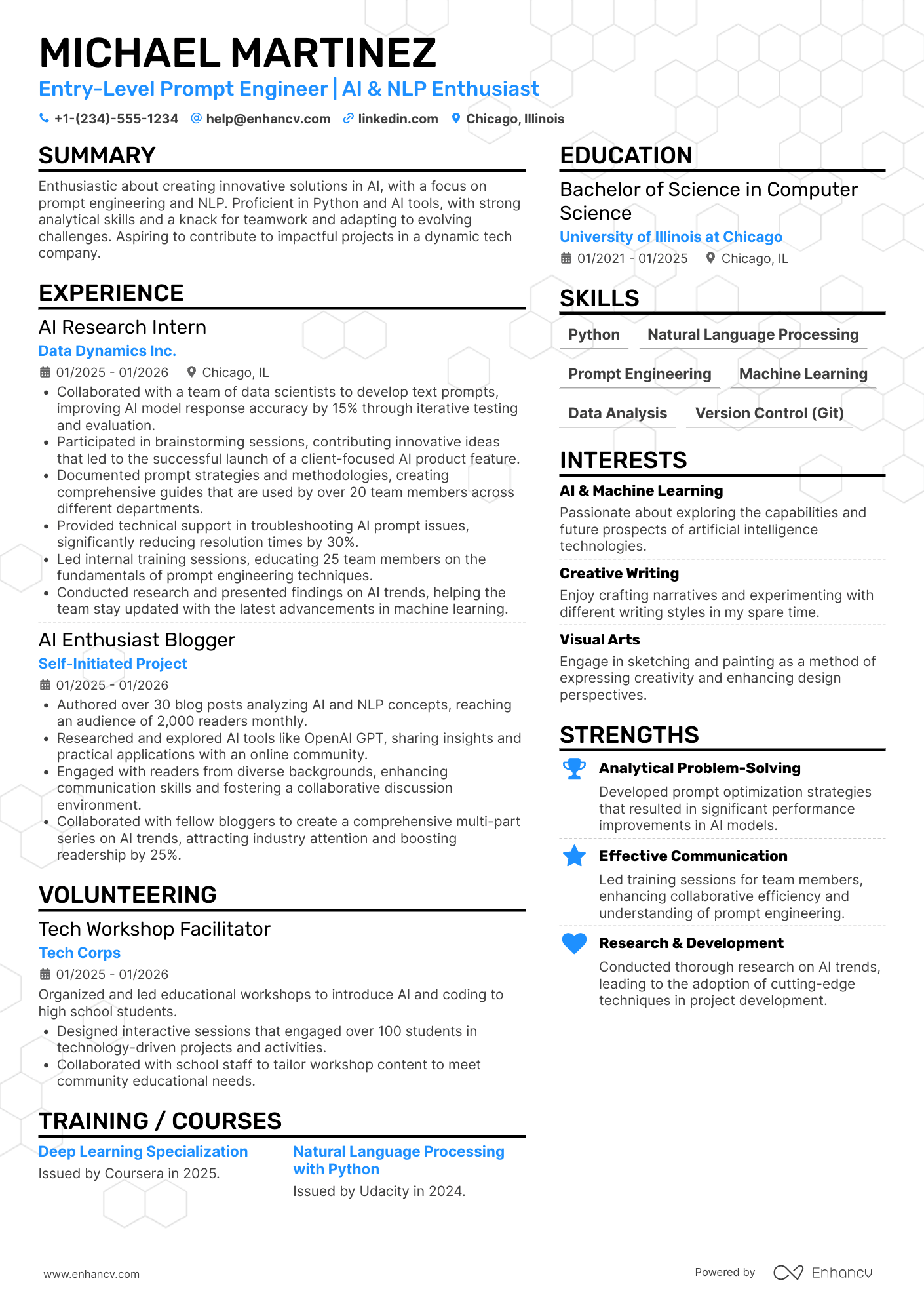 Entry Level Prompt Engineer Resume Example
