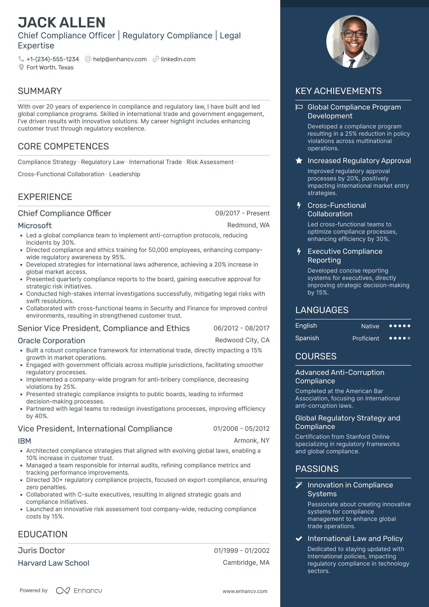 Chief Integrity and Legal Officer Resume Example