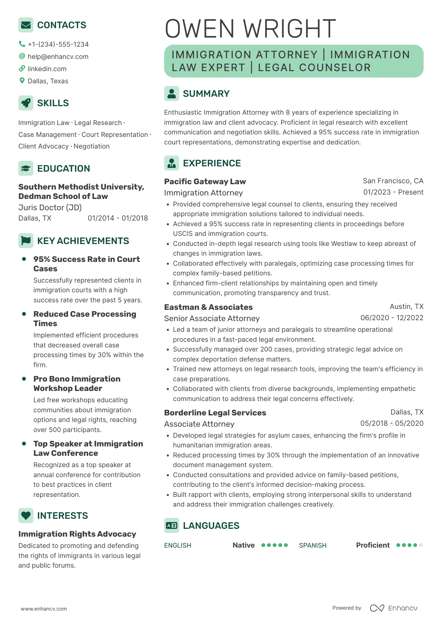 Immigration Attorney Resume Example