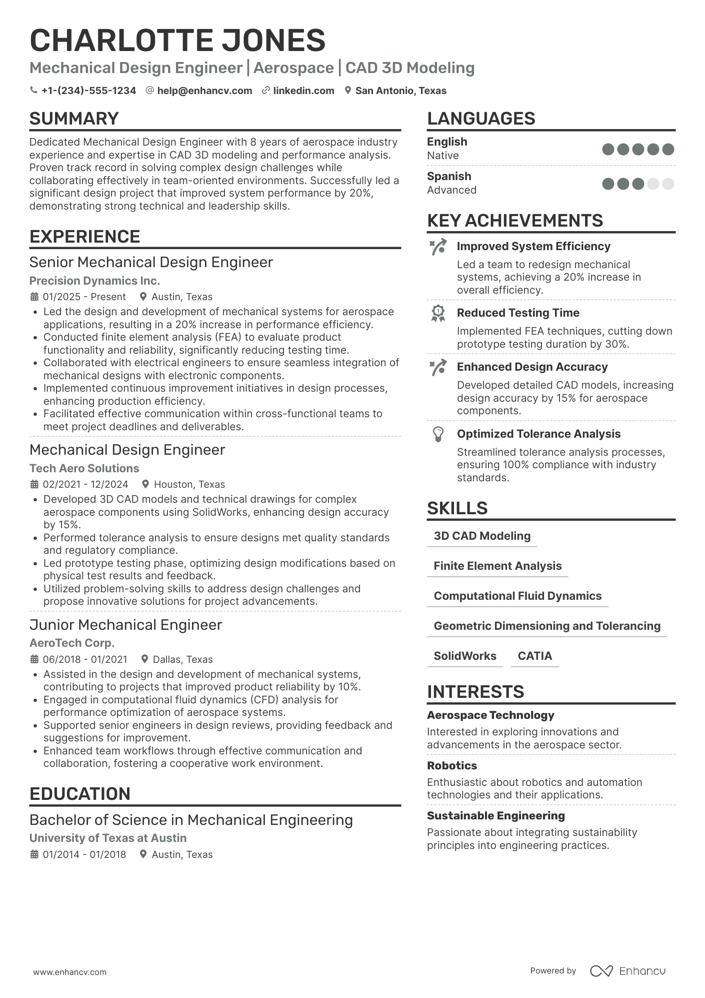 Mechanical Design Engineer Resume Example