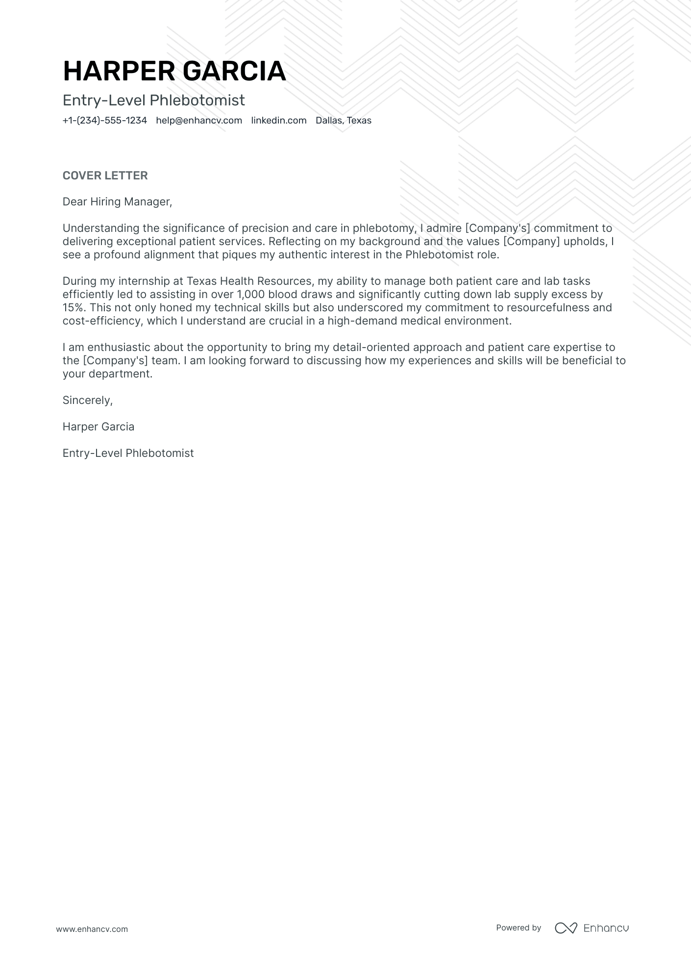 Entry Level Phlebotomist Resume Example