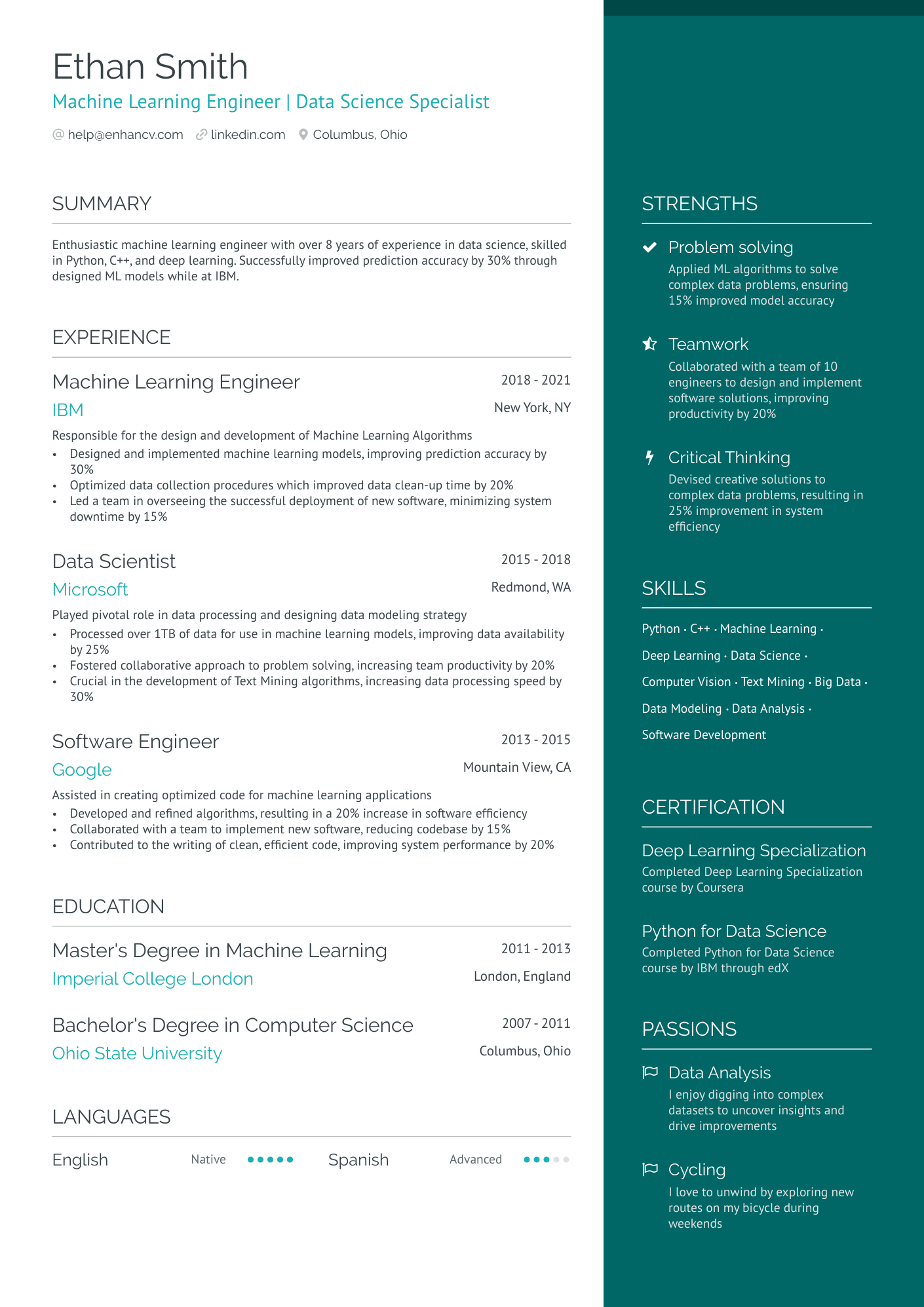 Computer Vision Data Engineer Resume Example