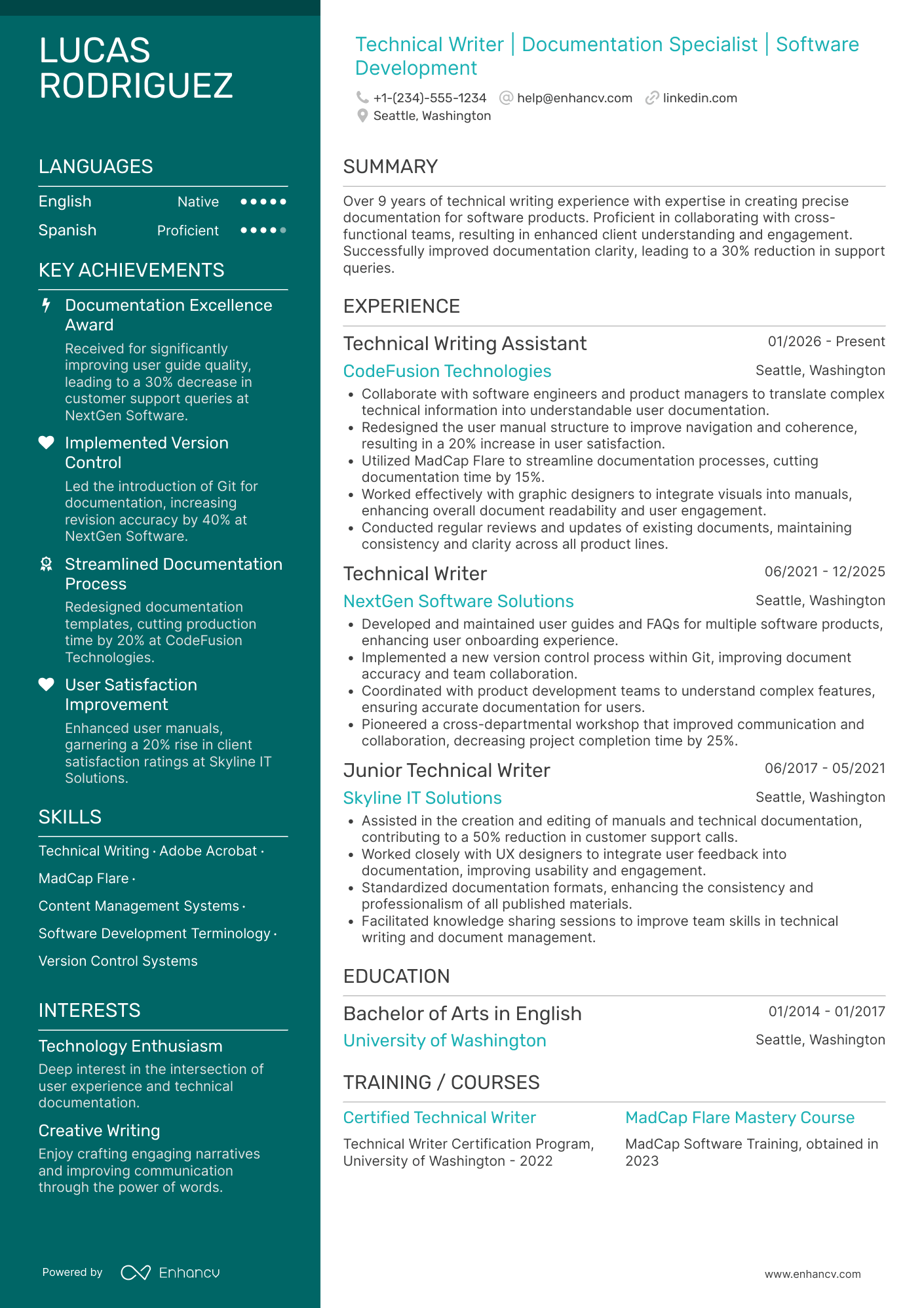 Technical Writing Assistant Resume Example