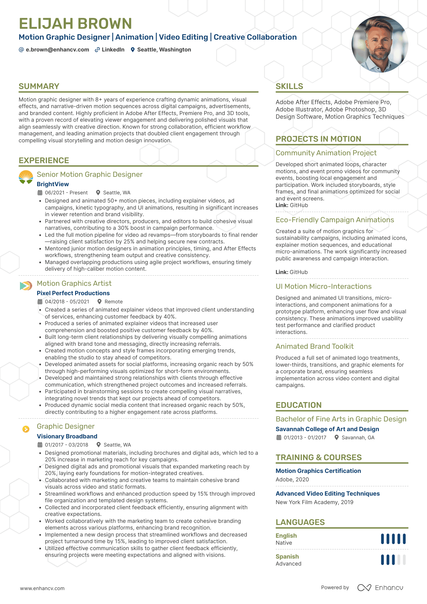 Motion Graphics Designer Resume Example