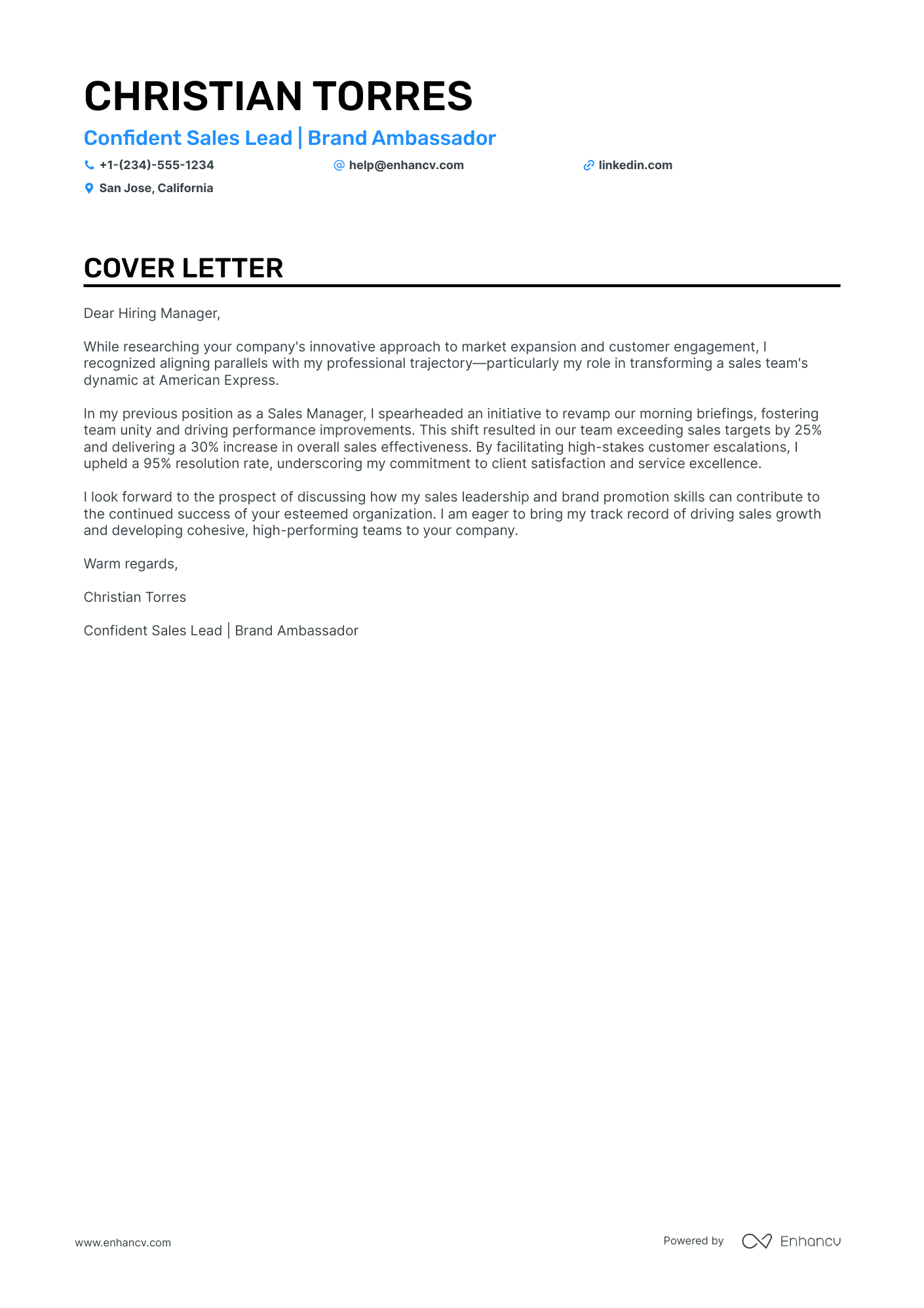 Brand Ambassador Lead Resume Example