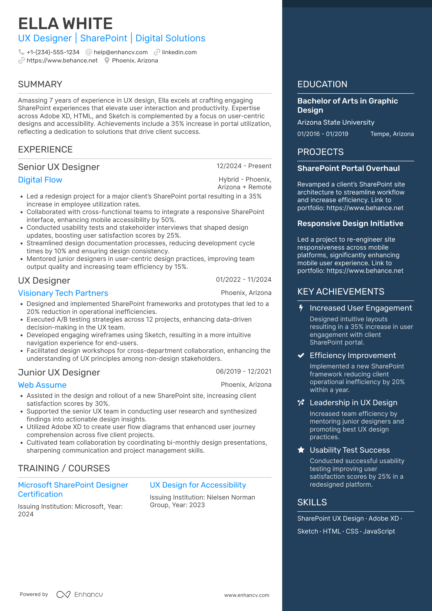 SharePoint UX Designer Resume Example