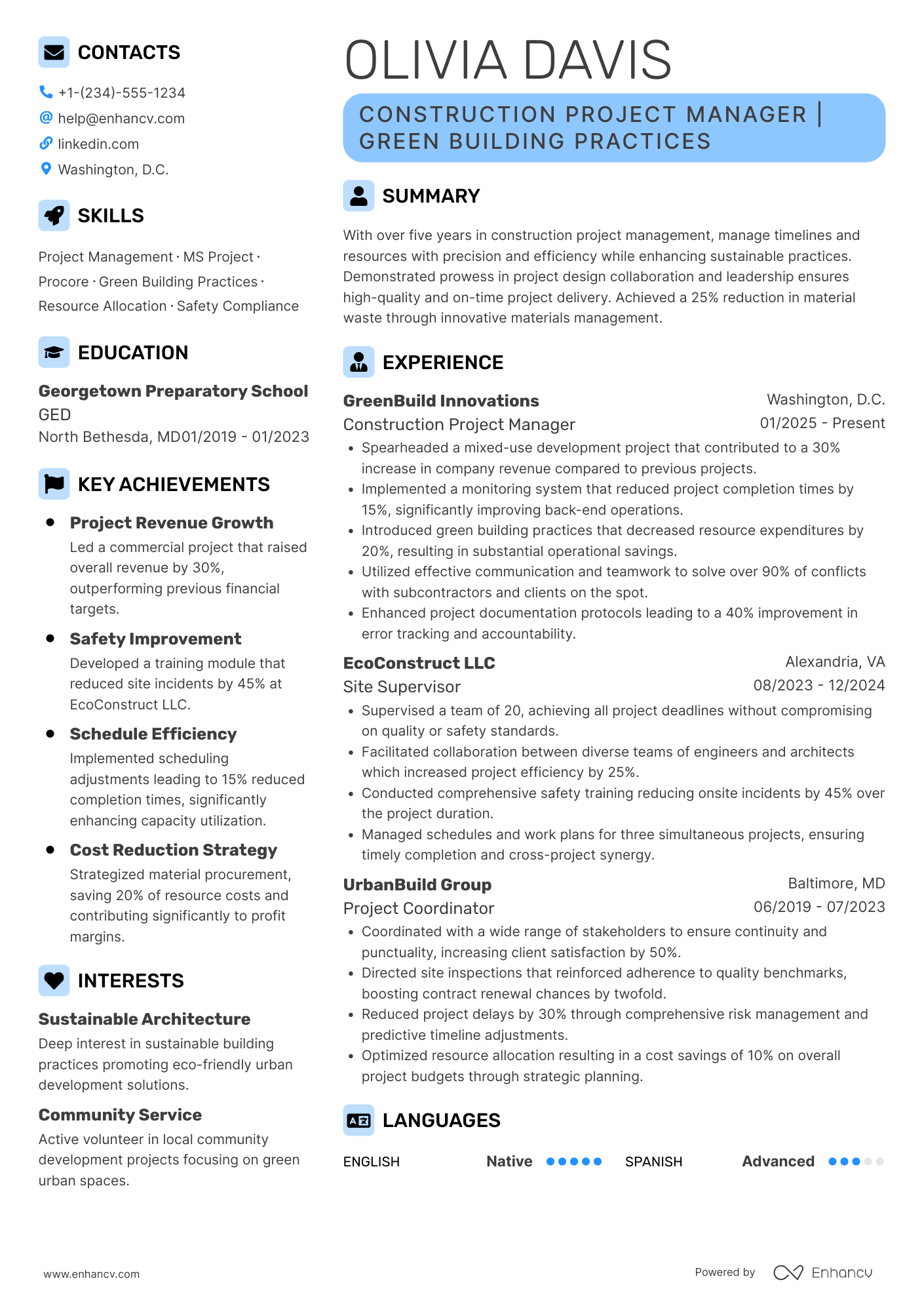 Contractor Resume Example