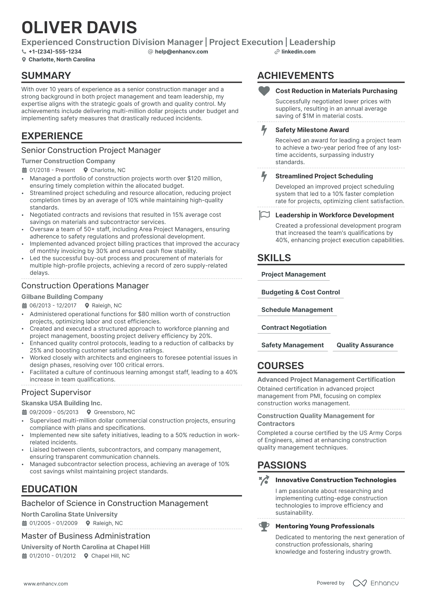 Division Manager Resume Example