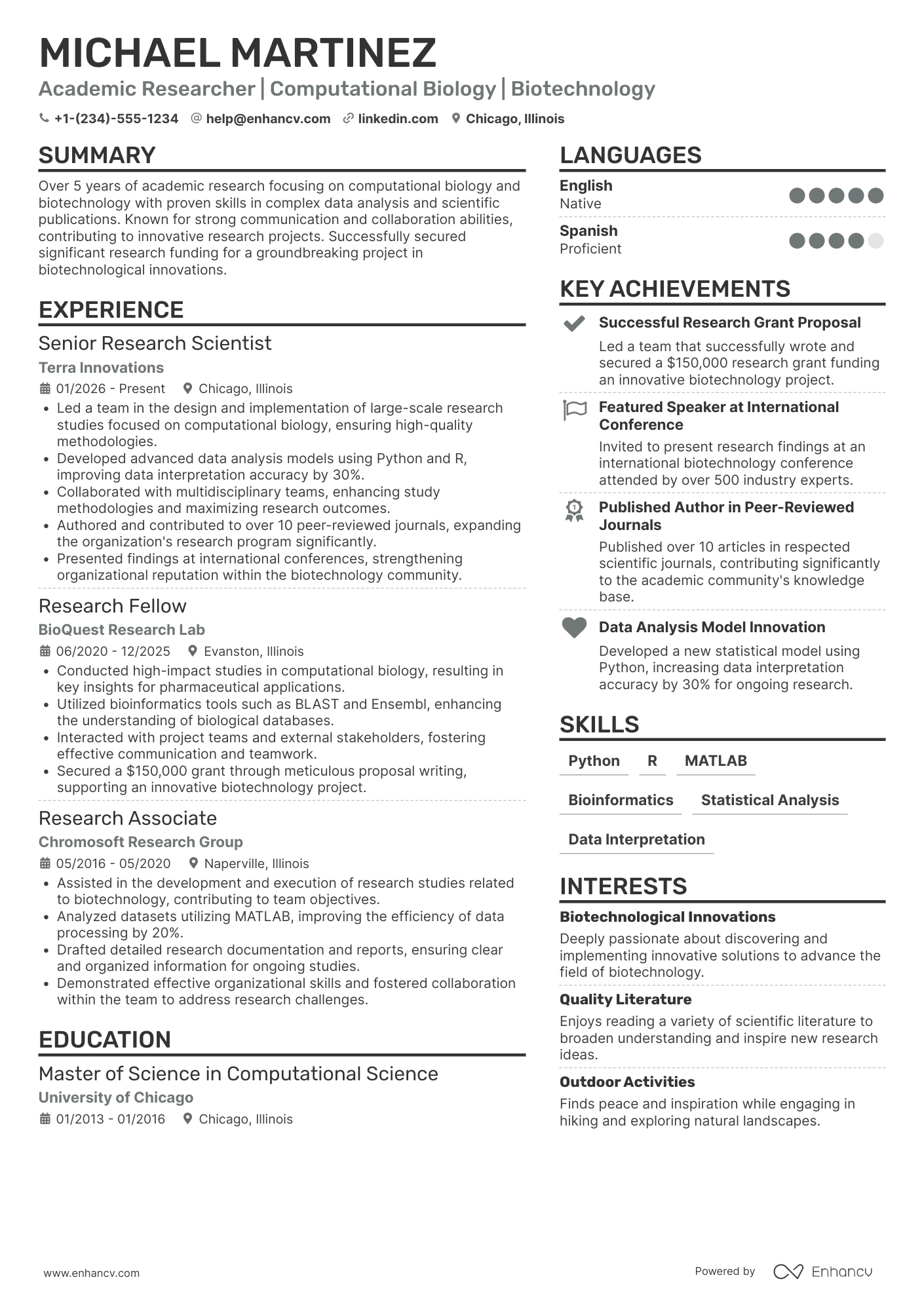 Academic Researcher Resume Example