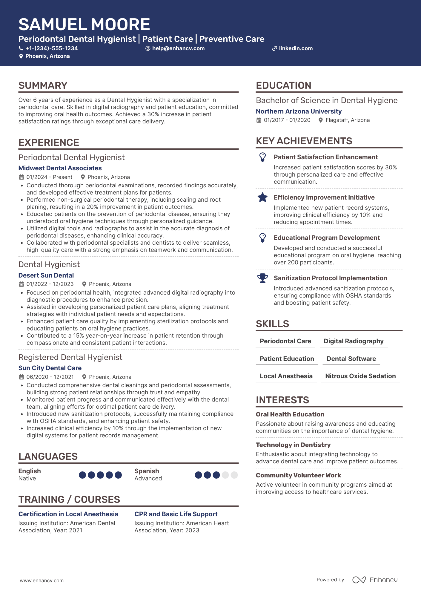 Periodontal Dental Hygienist Resume Example