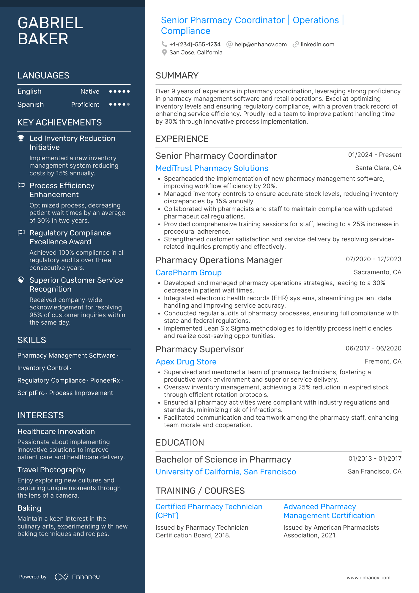 Retail Pharmacy Coordinator Resume Example