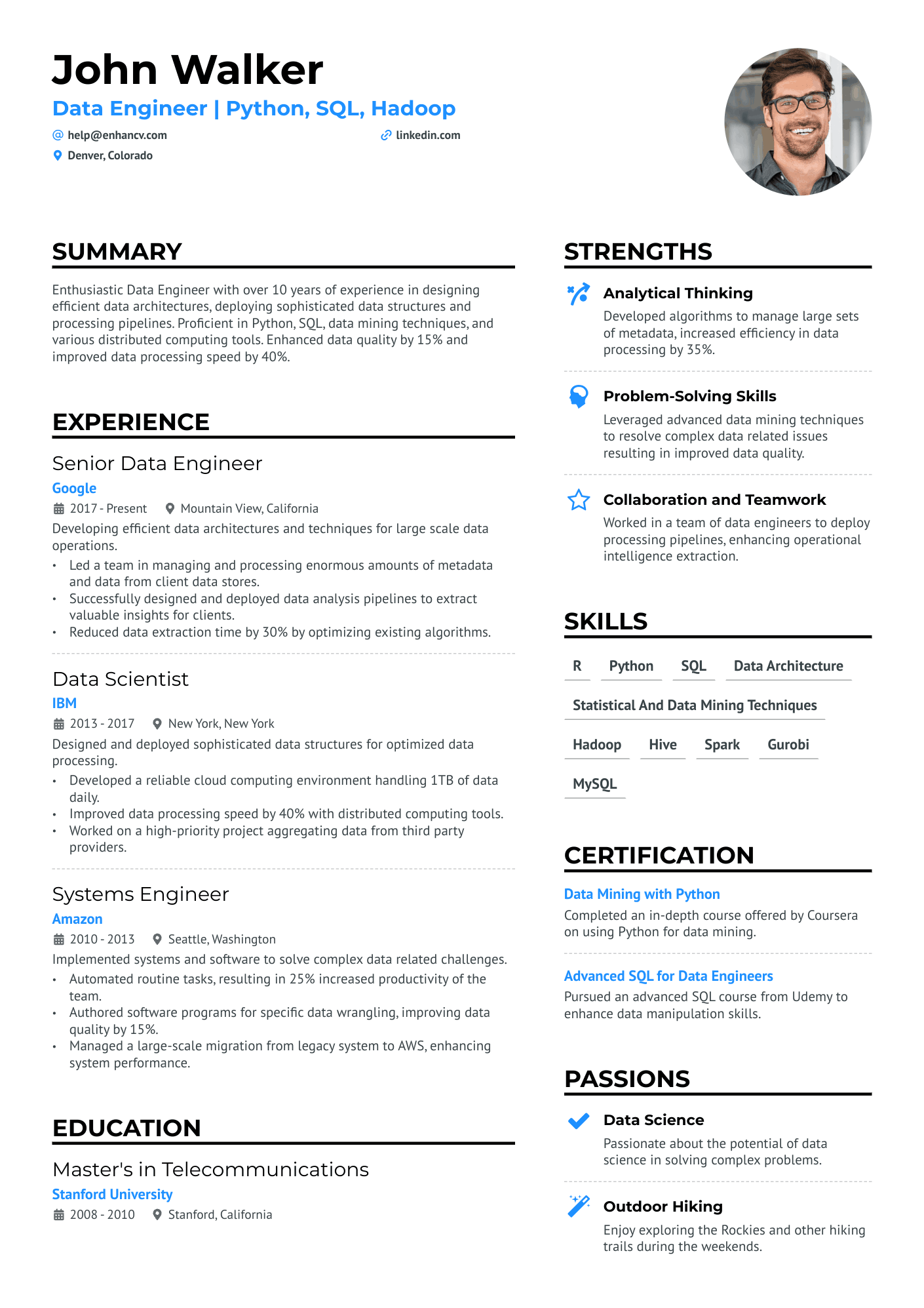 Metadata Scientist Resume Example