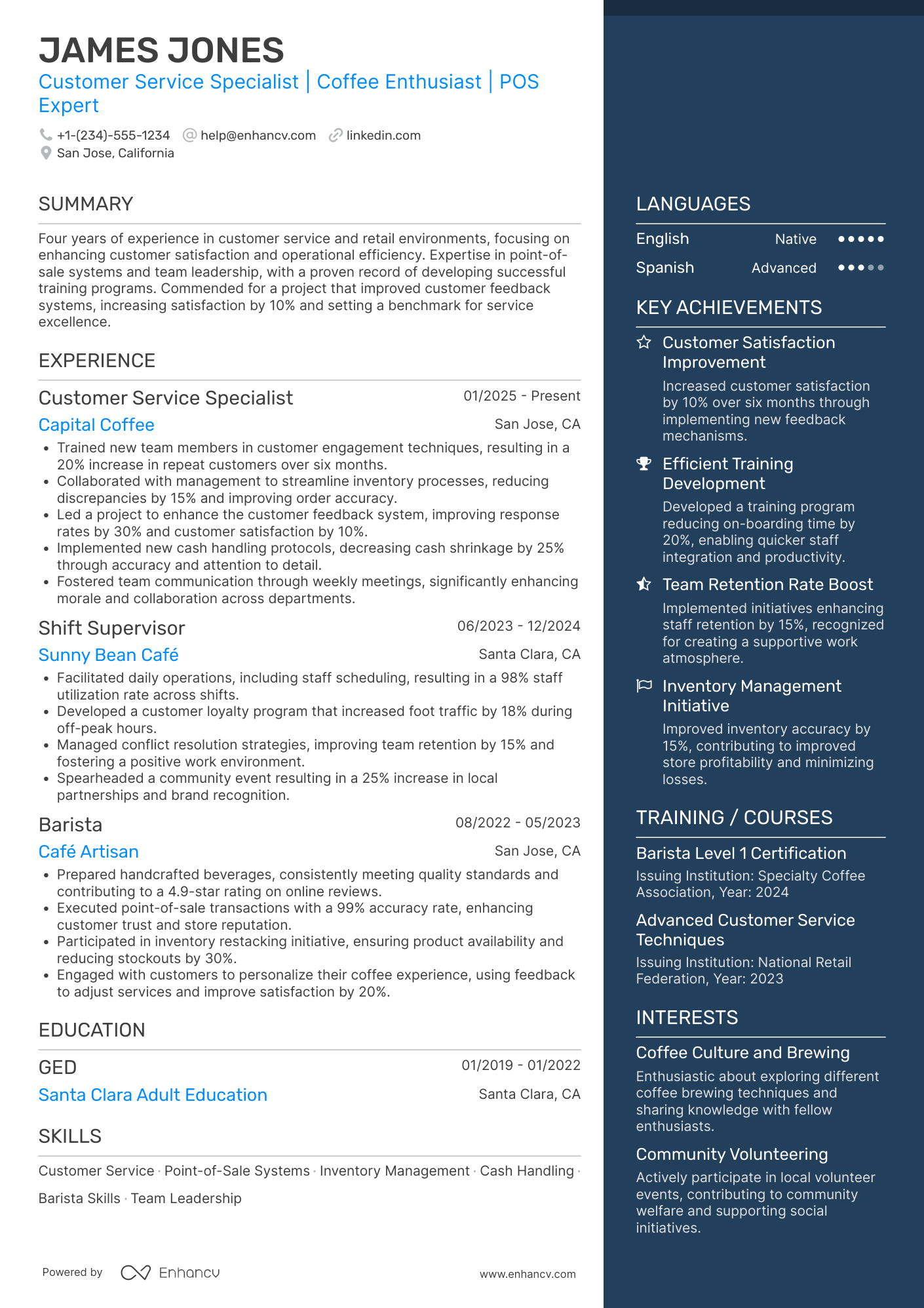 Starbucks Barista Resume Example