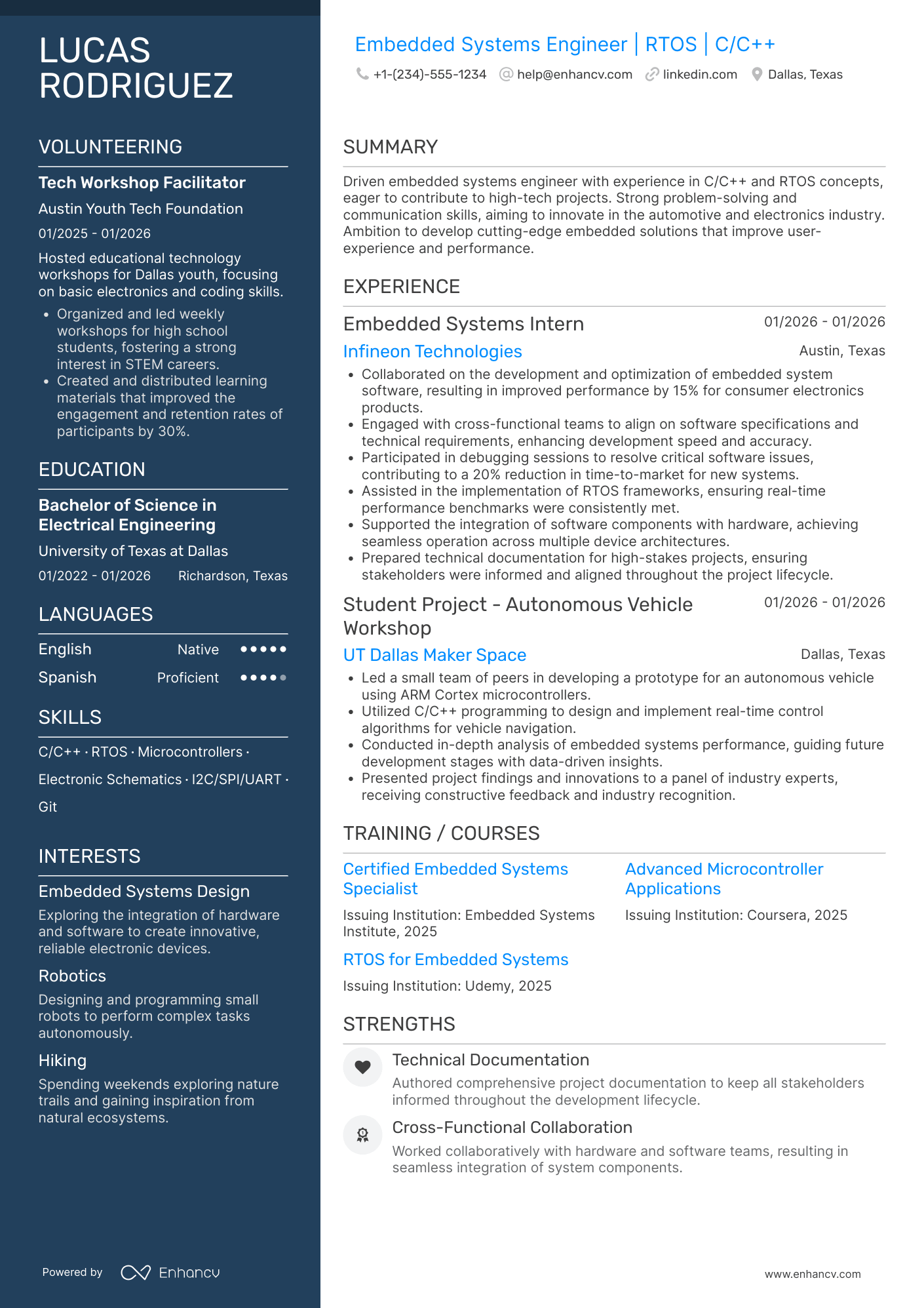 Entry Level Embedded Systems Engineer Resume Example