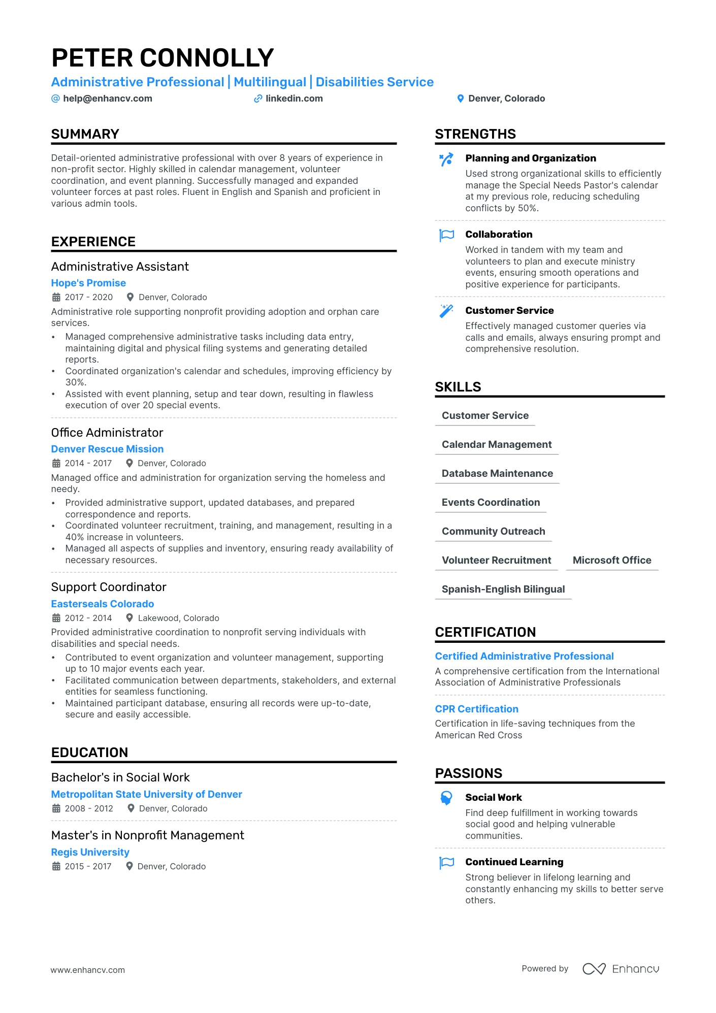 Administrative Associate Resume Example