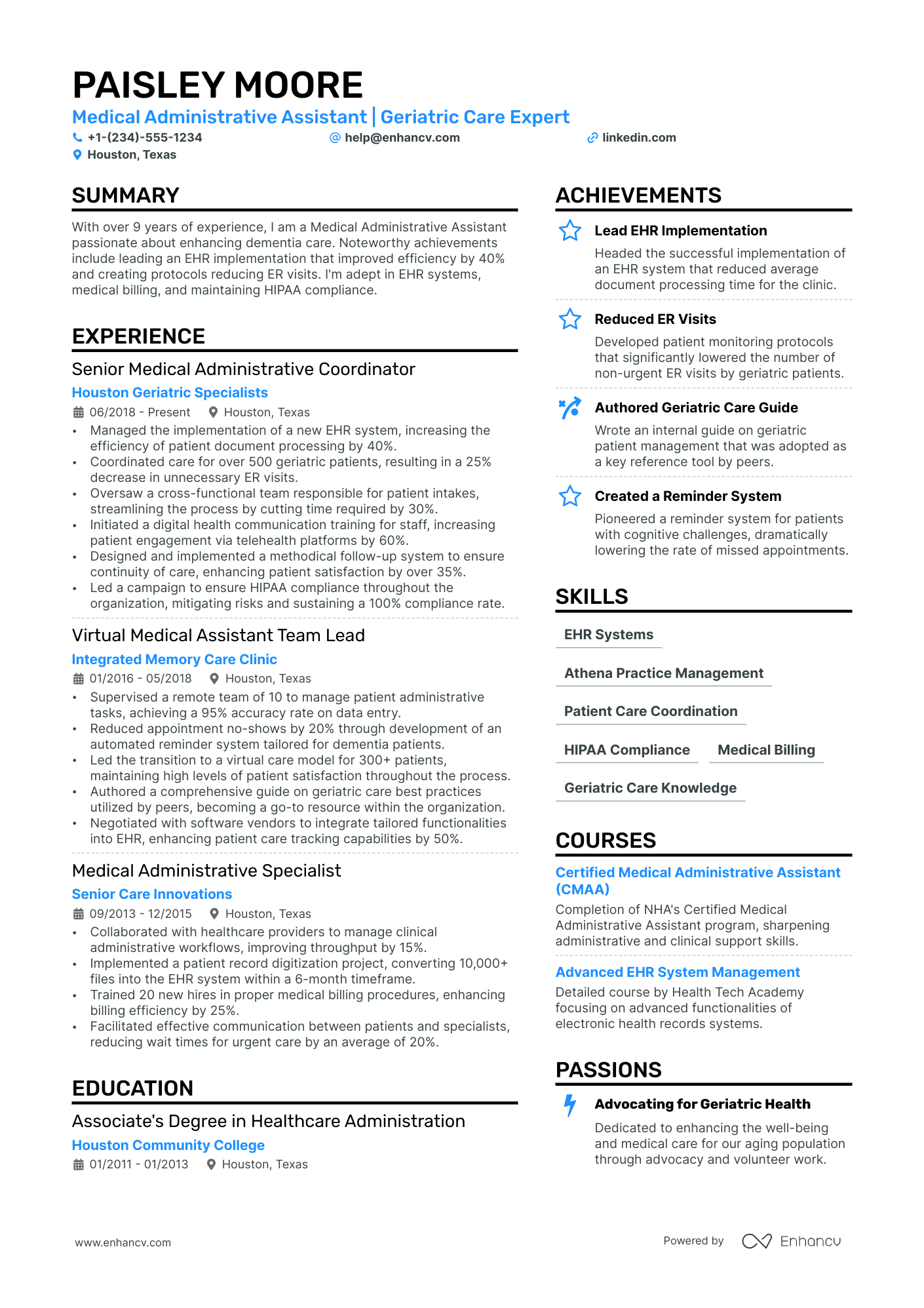 Medical Administrative Assistant Resume Example