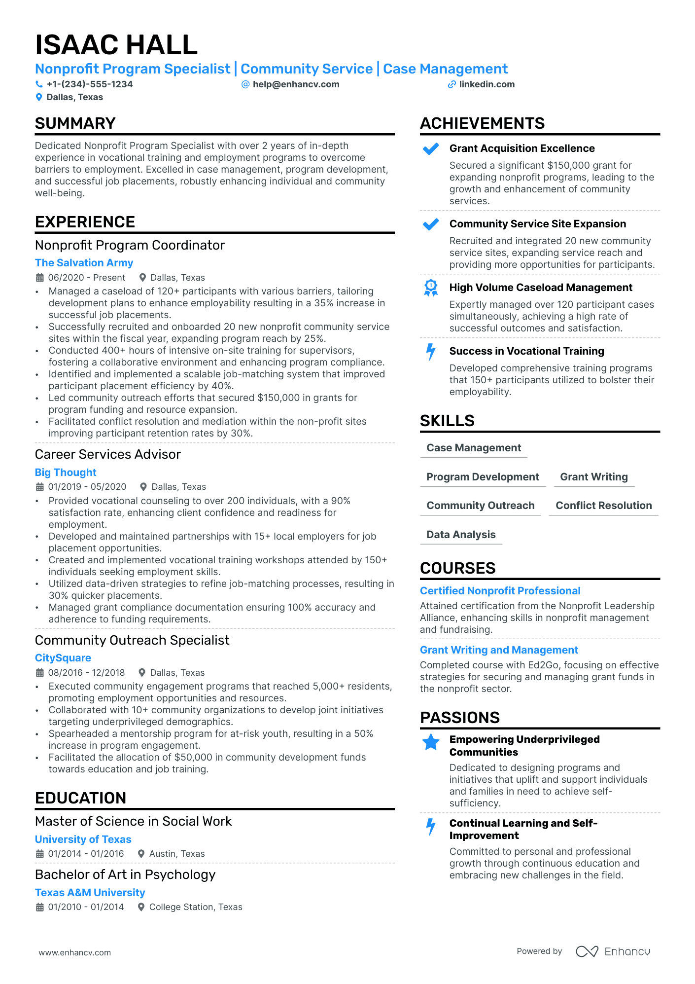 Nonprofit Program Manager Resume Example