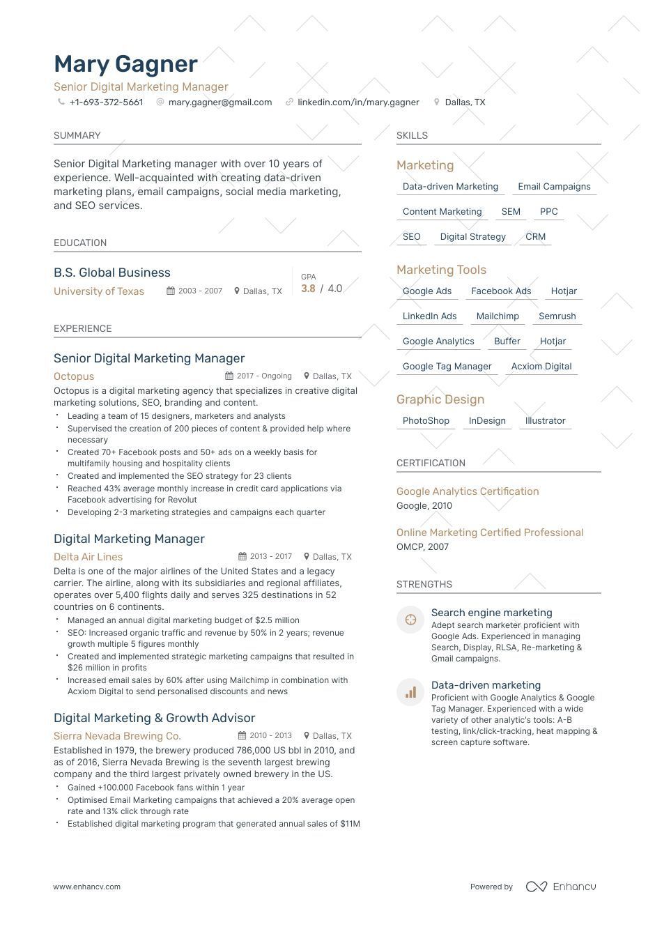 Digital Marketing Resume Examples & Guide for (Layout, Skills, Keywords & Job