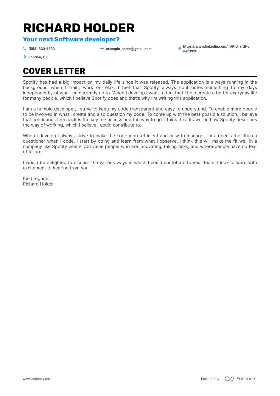 junior full stack developer cover letter example