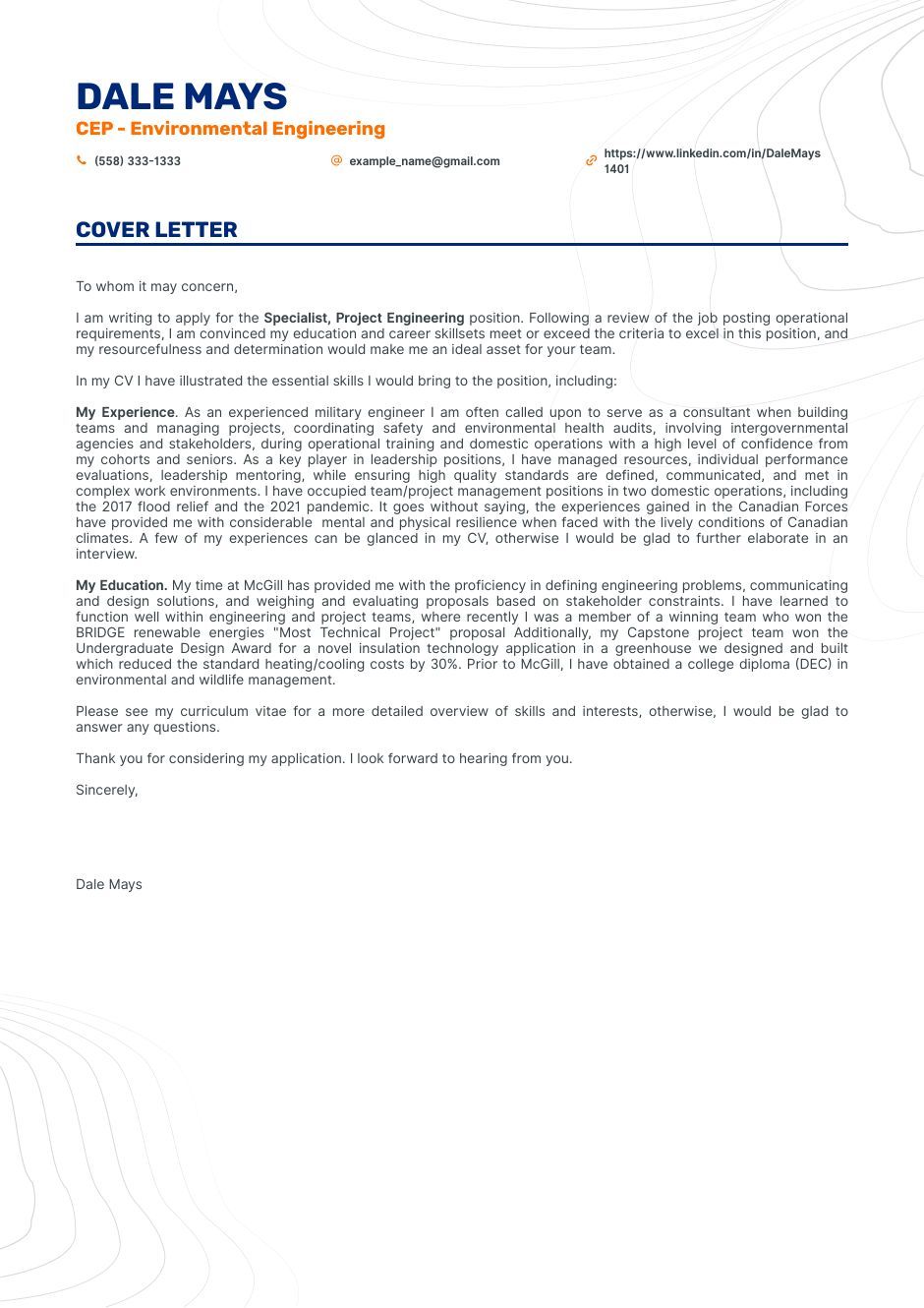 cover letter examples military